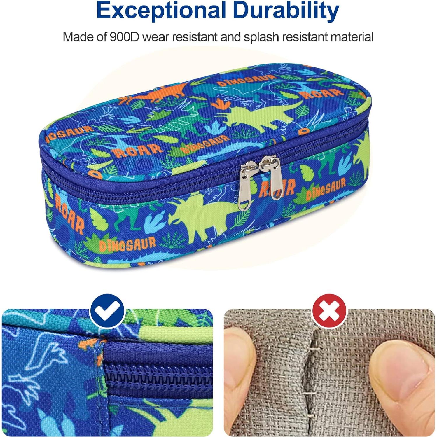 Estuche de Lápices Bagseri Dinosaurio Azul 22.86x10.41cm