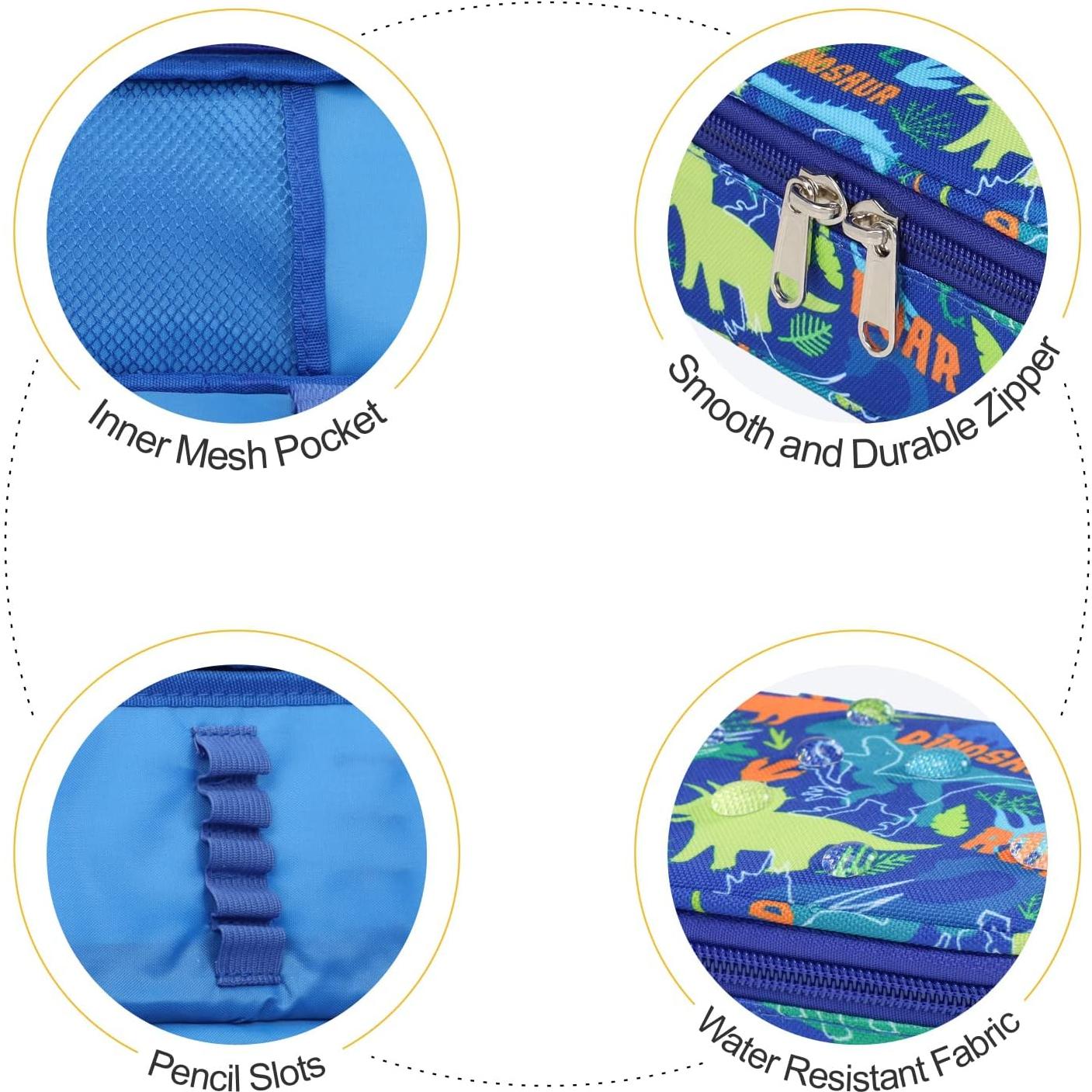 Estuche de Lápices Bagseri Dinosaurio Azul 22.86x10.41cm