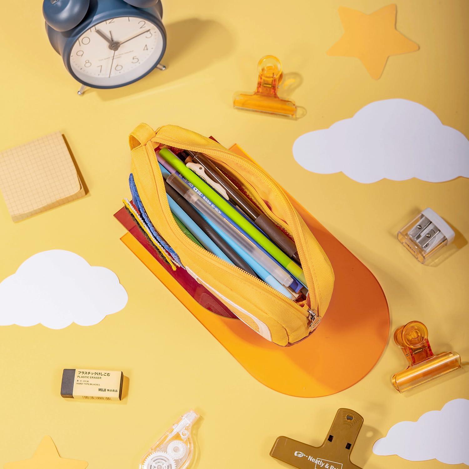 Estuche de Lápices Lanxivi Gato Amarillo 20x11cm Gran Capacidad