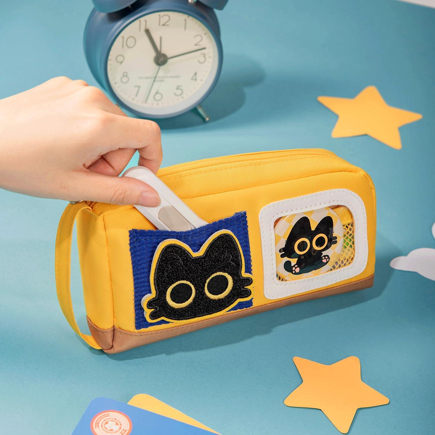 Estuche de Lápices Lanxivi Gato Amarillo 20x11cm Gran Capacidad