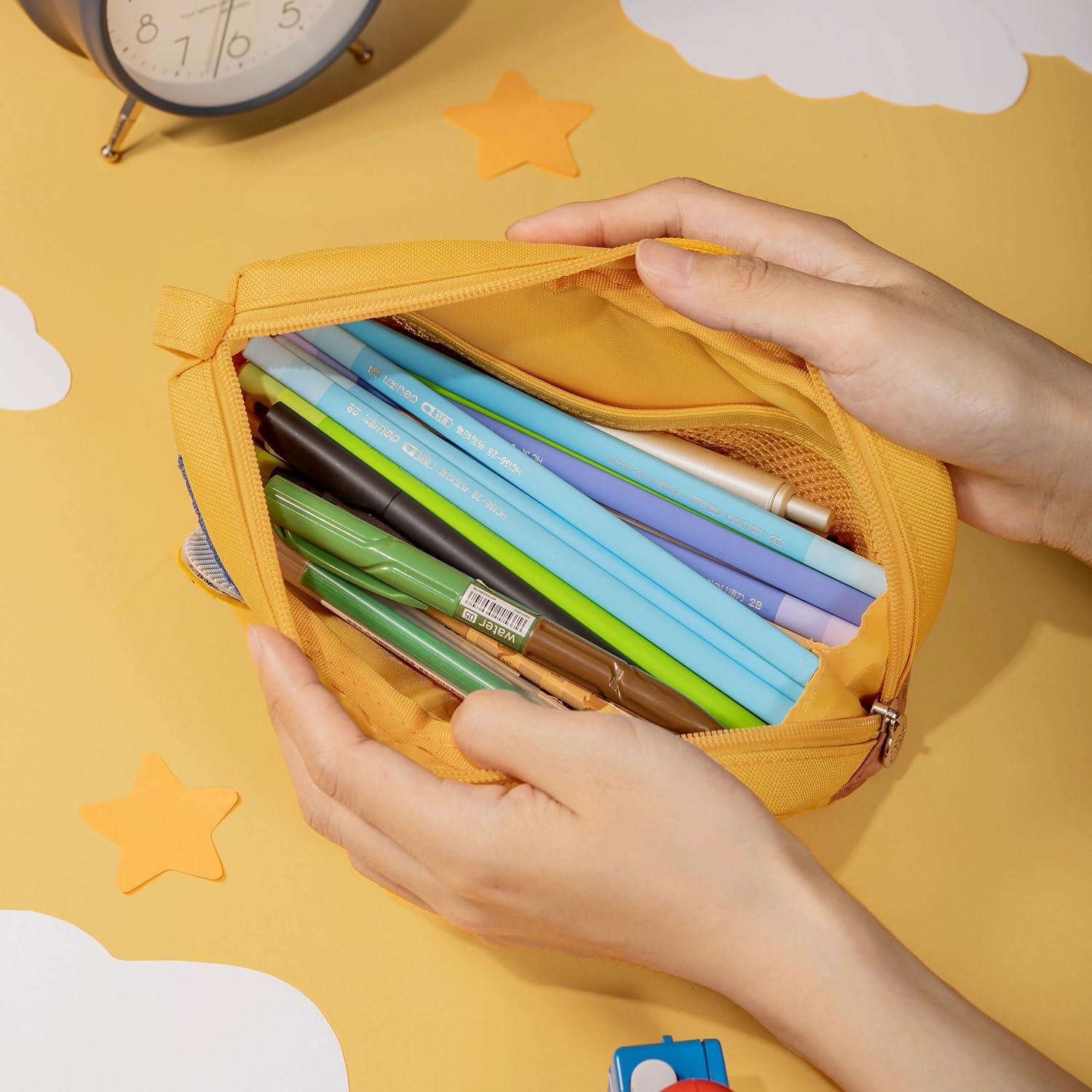 Estuche de Lápices Lanxivi Gato Amarillo 20x11cm Gran Capacidad