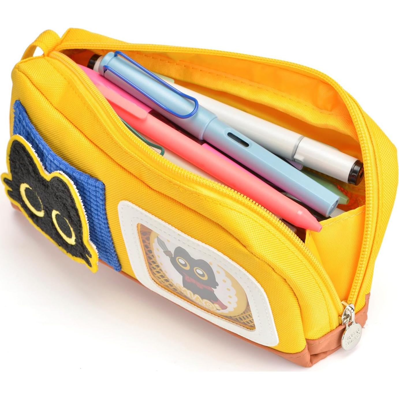 Estuche de Lápices Lanxivi Gato Amarillo 20x11cm Gran Capacidad