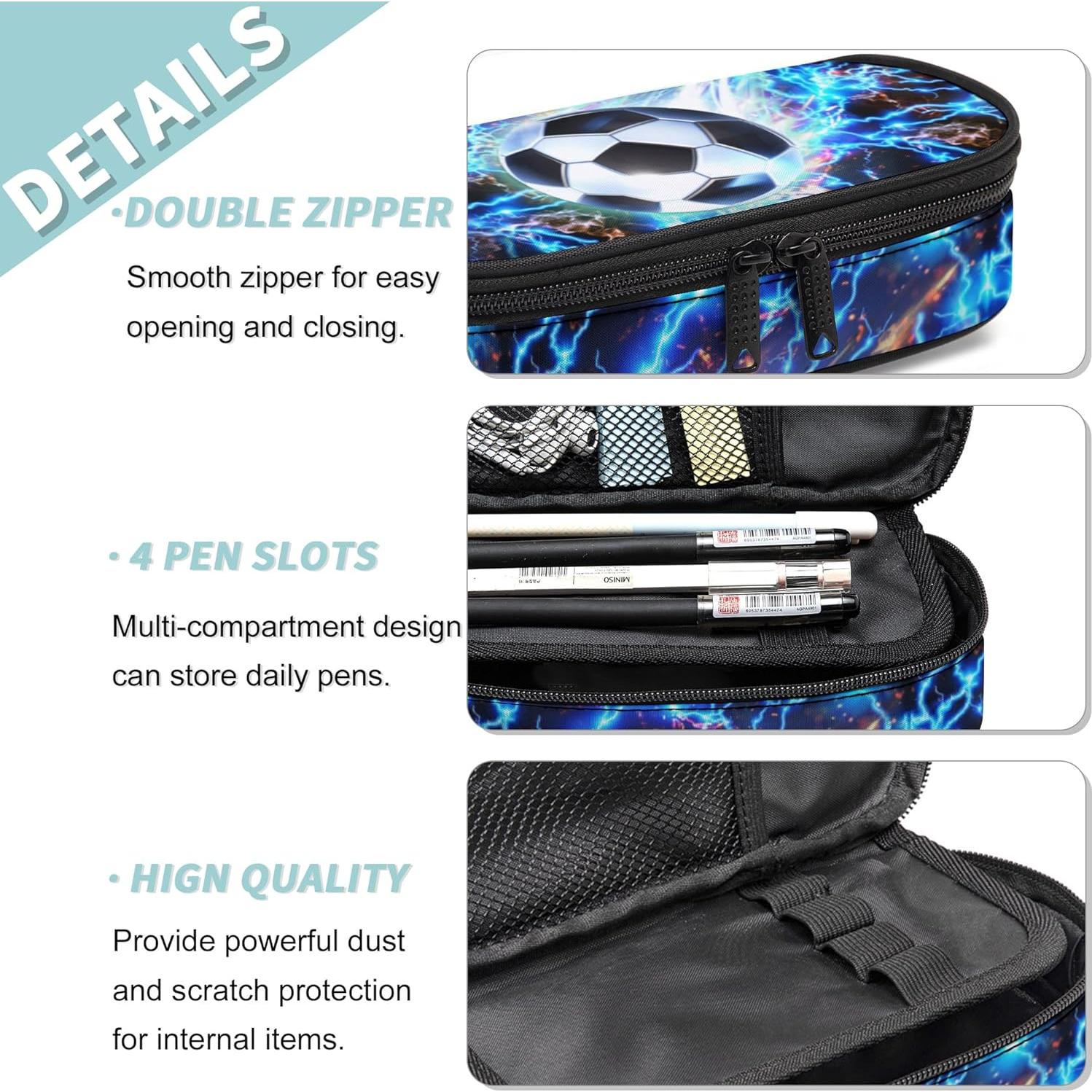 Estuche de Lápices Multifuncional Ansteade Fútbol Claro 22.1cm