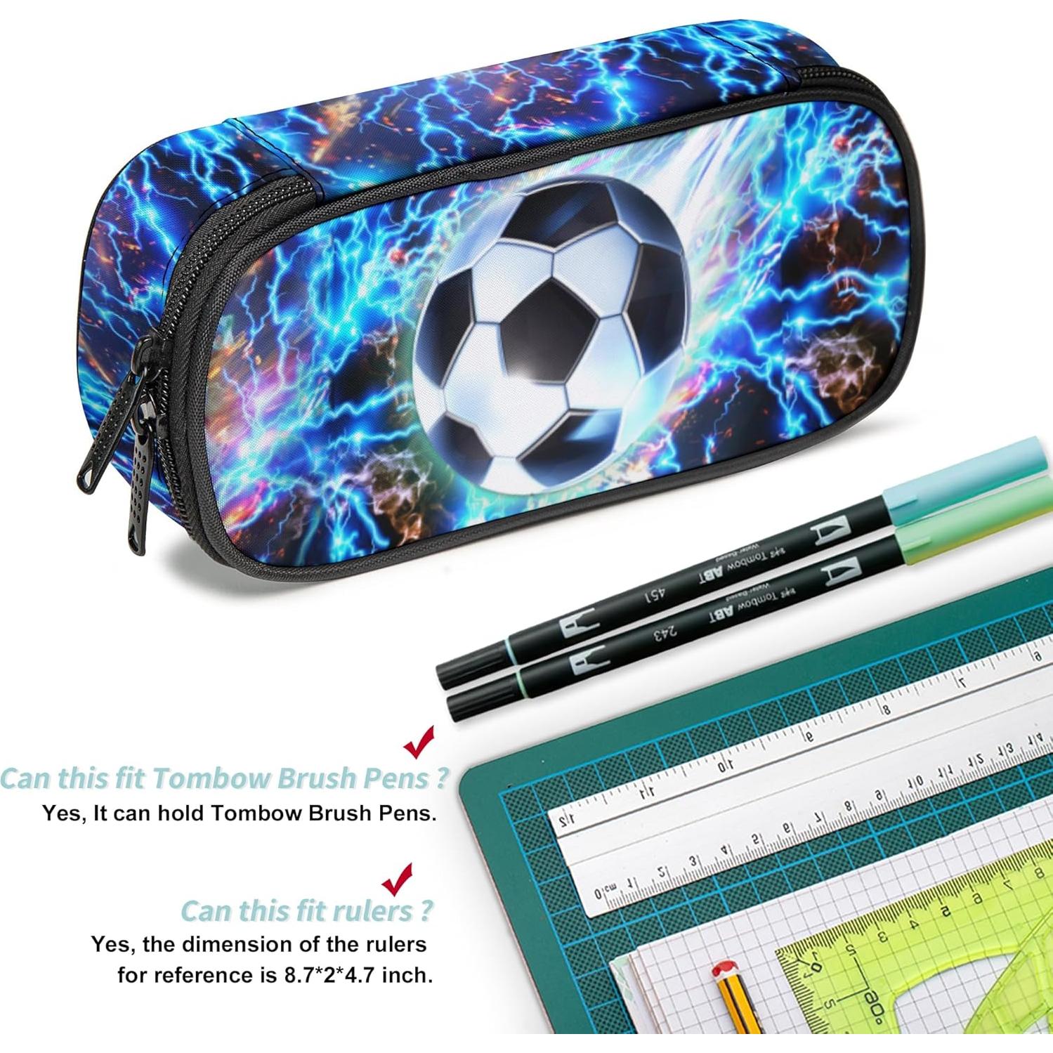 Estuche de Lápices Multifuncional Ansteade Fútbol Claro 22.1cm