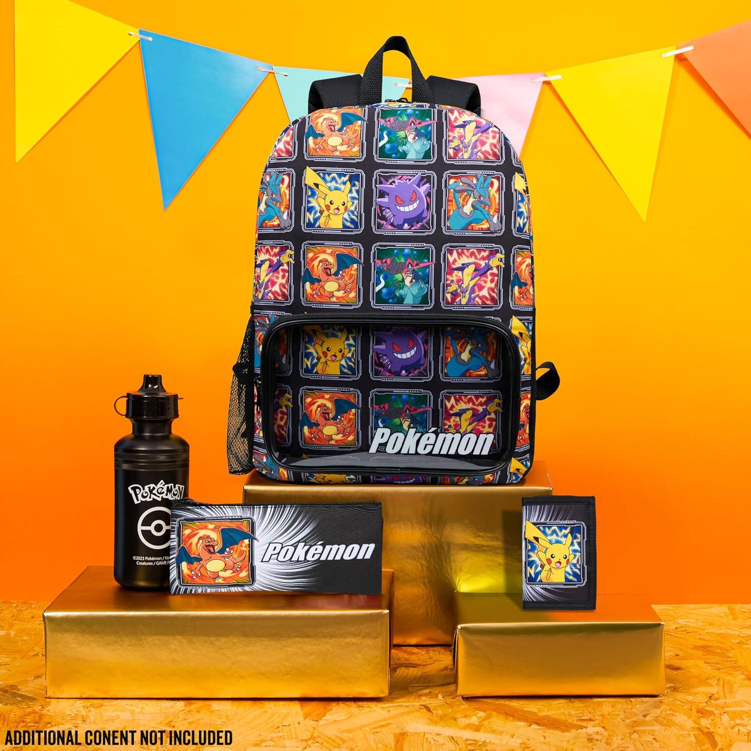 Conjunto de Mochilas Pokemon 4 Pcs para Niños - Mochila, Estuche, Botella y Bolsa