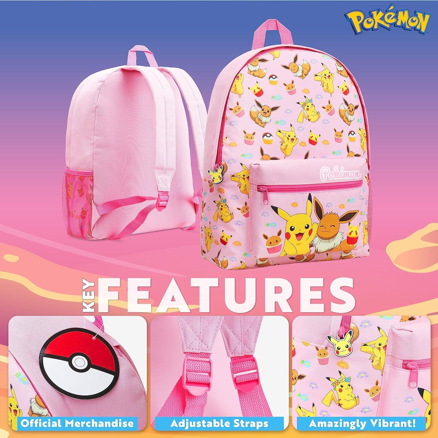 Mochila Escolar Pokemon Partyreal Rosa 40x31x10.5 cm