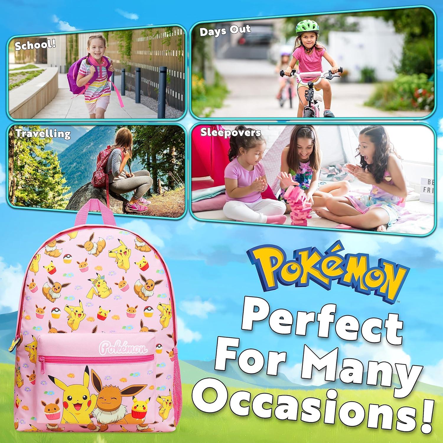 Mochila Escolar Pokemon Partyreal Rosa 40x31x10.5 cm