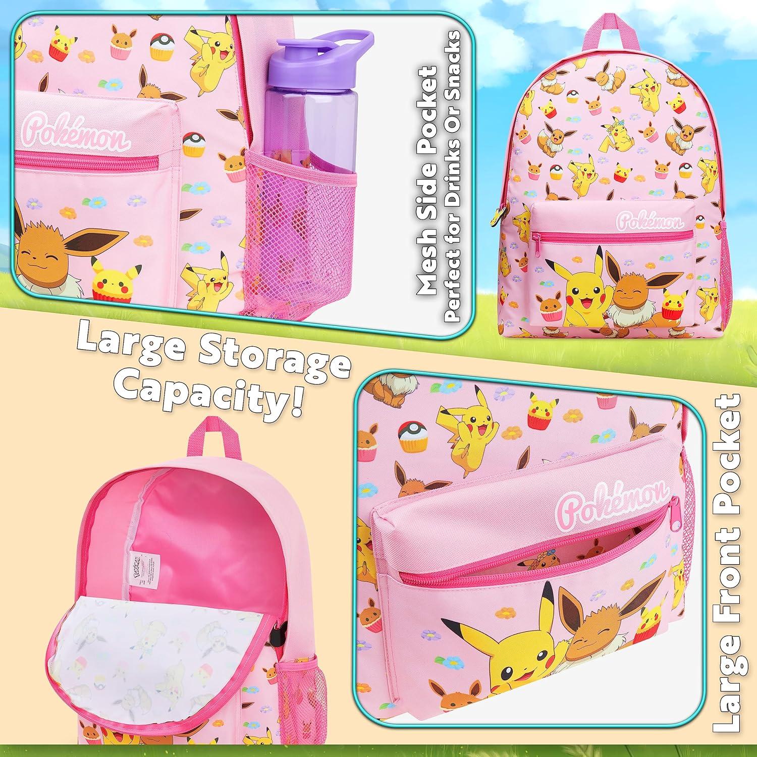 Mochila Escolar Pokemon Partyreal Rosa 40x31x10.5 cm