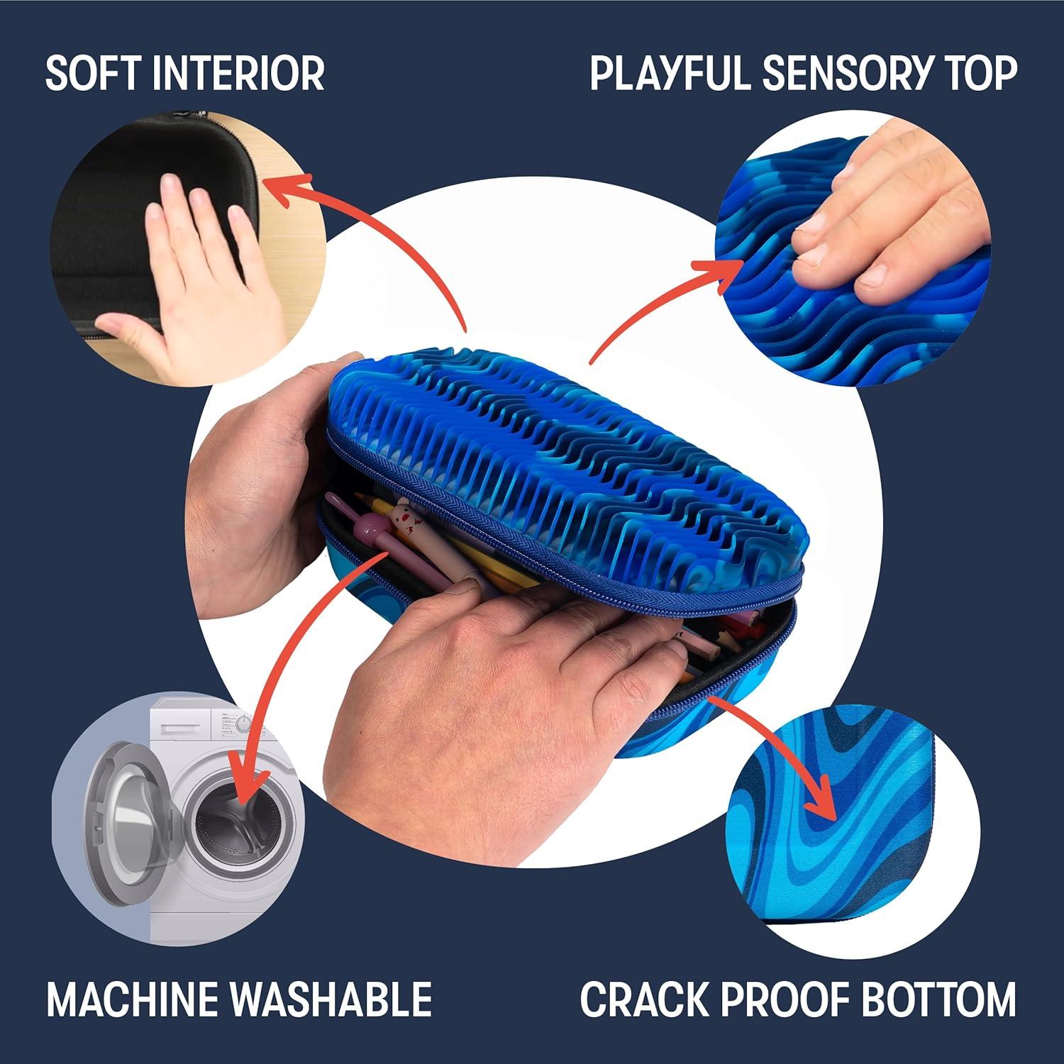 Estuche de Lápices Wavy ZIPIT para Niños - Silicona Sensorial Azul