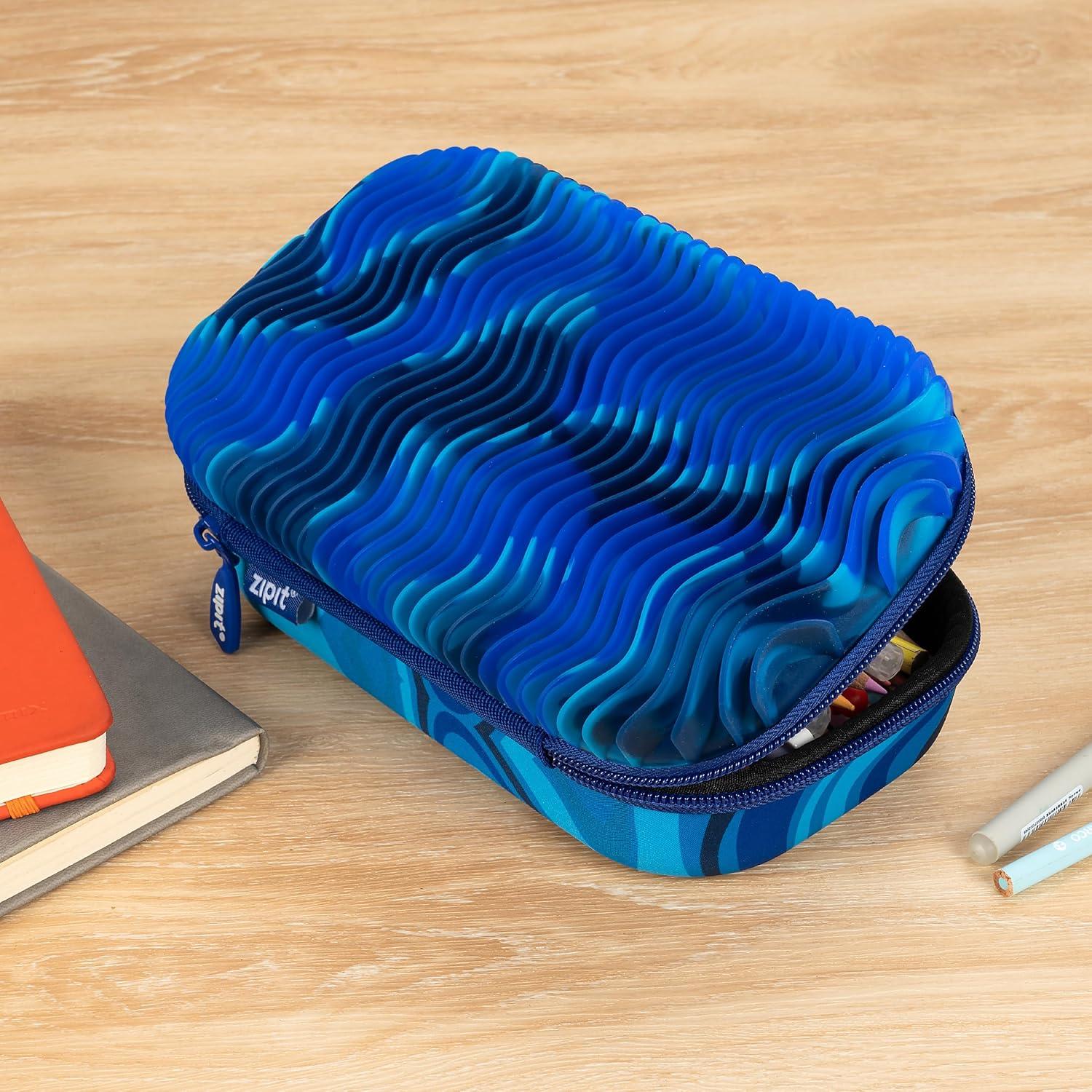 Estuche de Lápices Wavy ZIPIT para Niños - Silicona Sensorial Azul