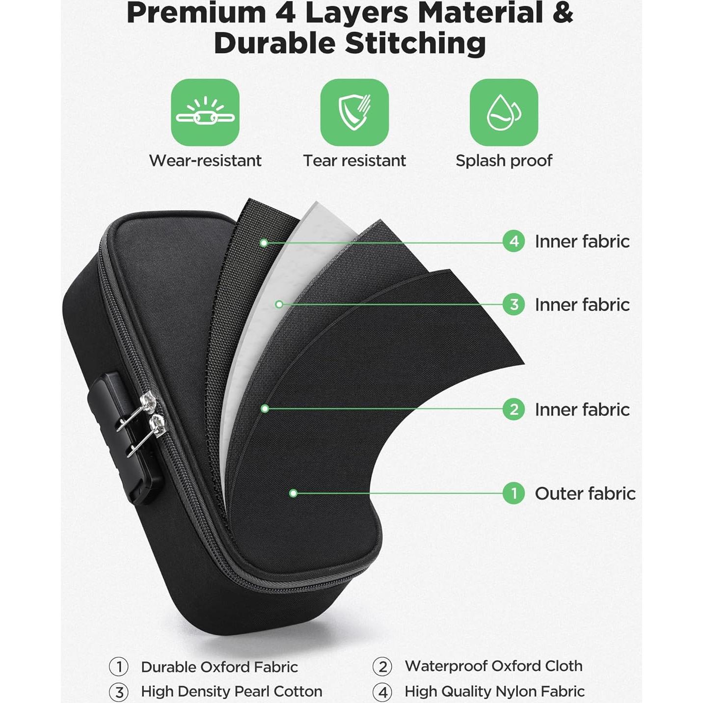 Estuche de Lápices Zannaki con Cerradura - Negro, 22.9x9.7cm