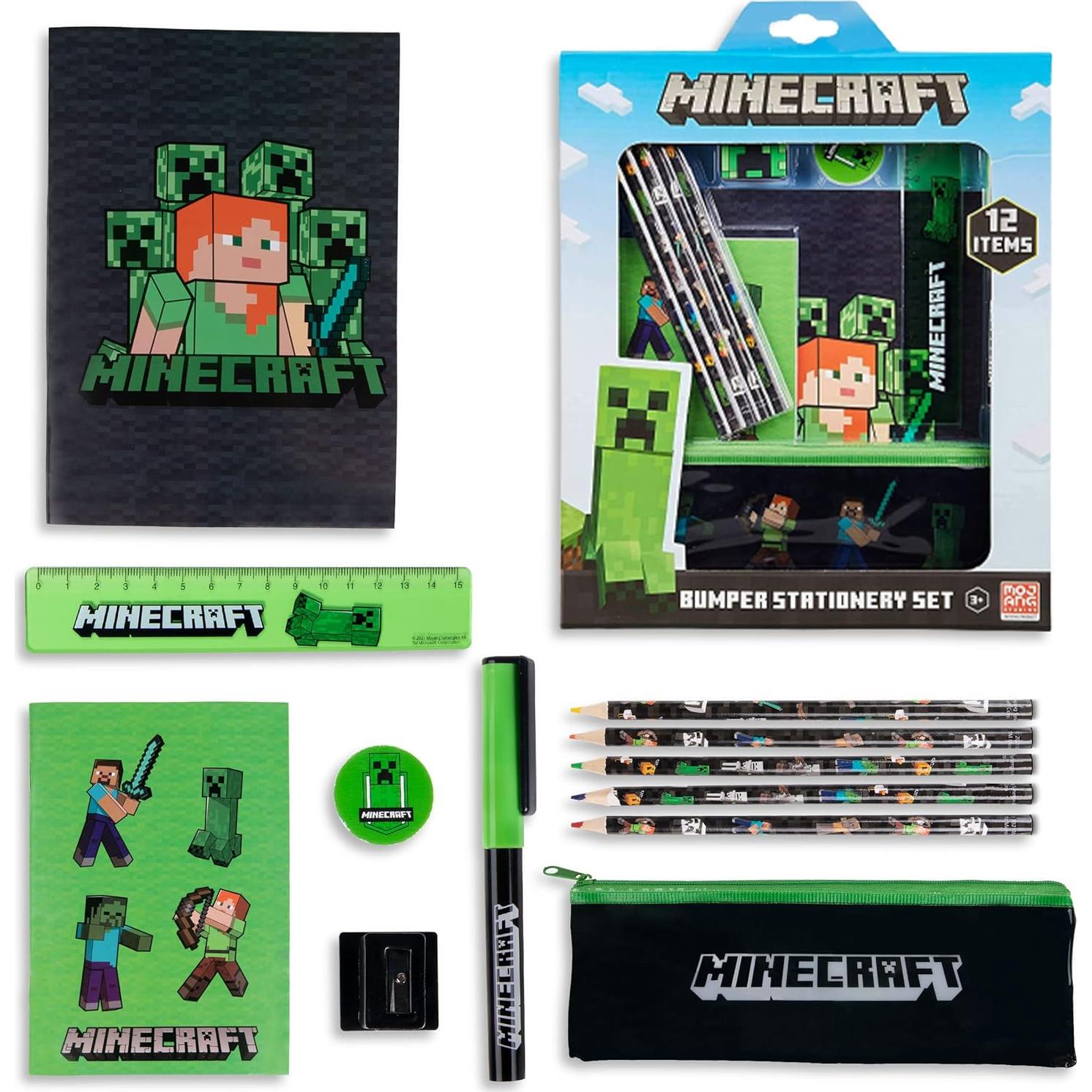 Set de papelería Minecraft con estuche y suministros escolares