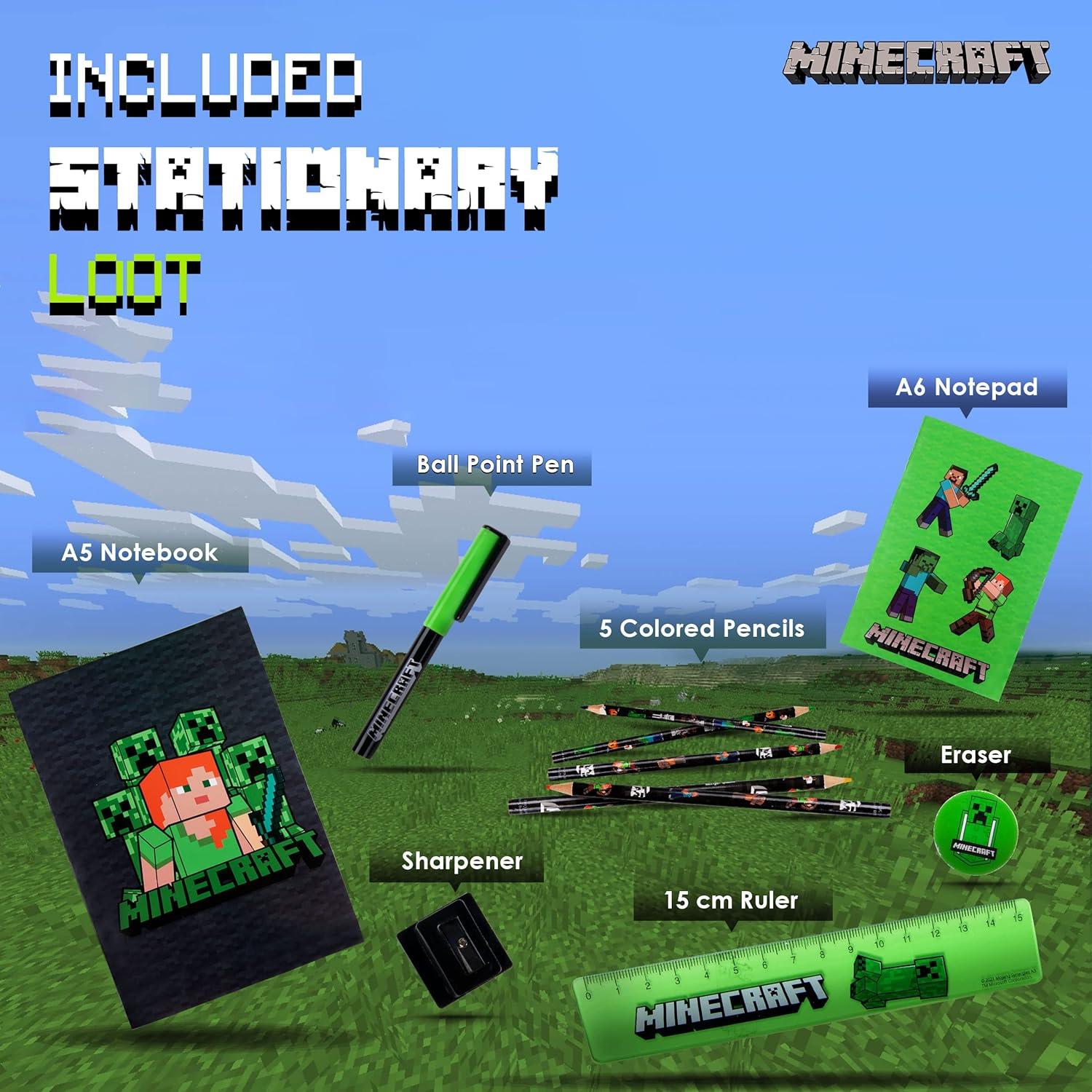 Set de papelería Minecraft con estuche y suministros escolares
