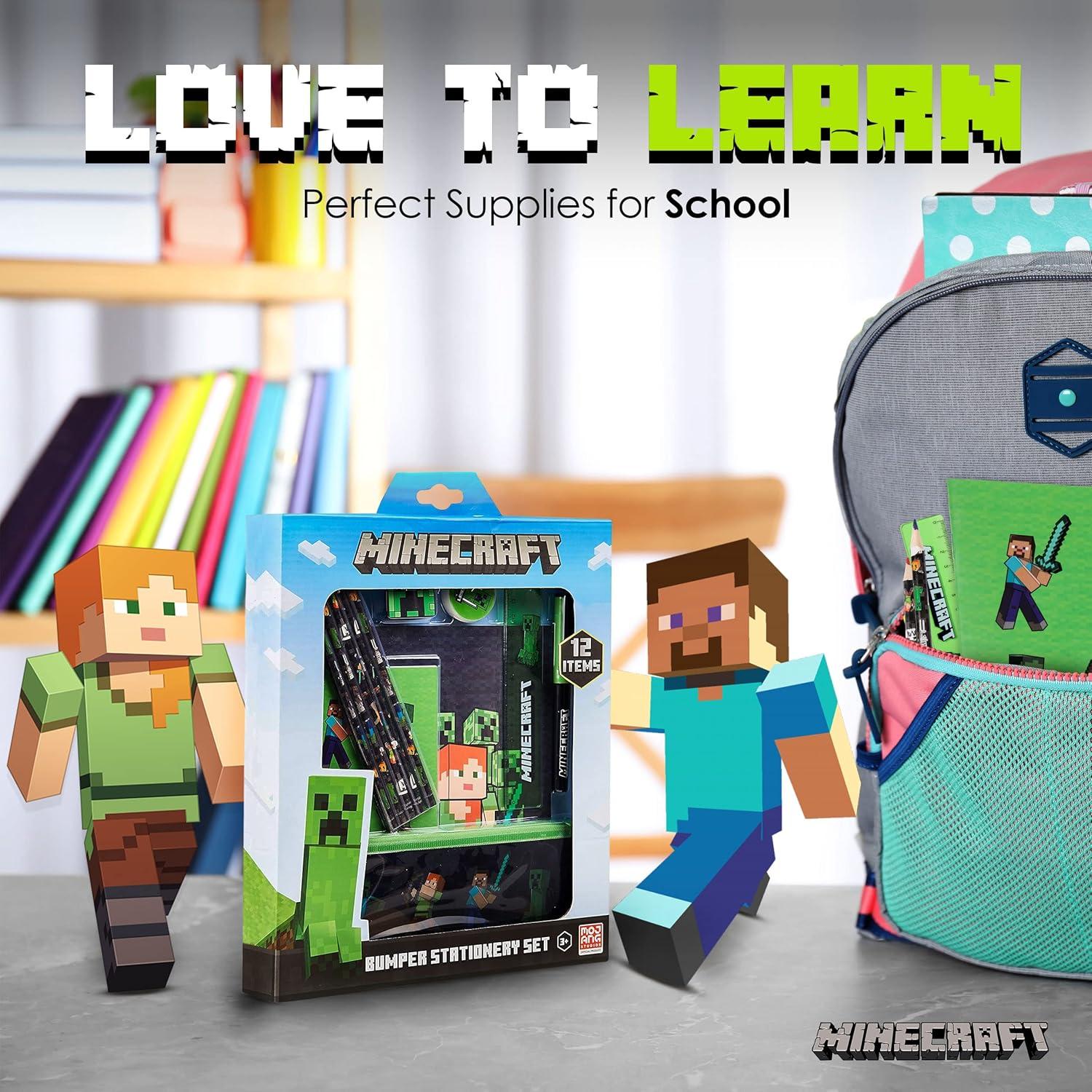 Set de papelería Minecraft con estuche y suministros escolares