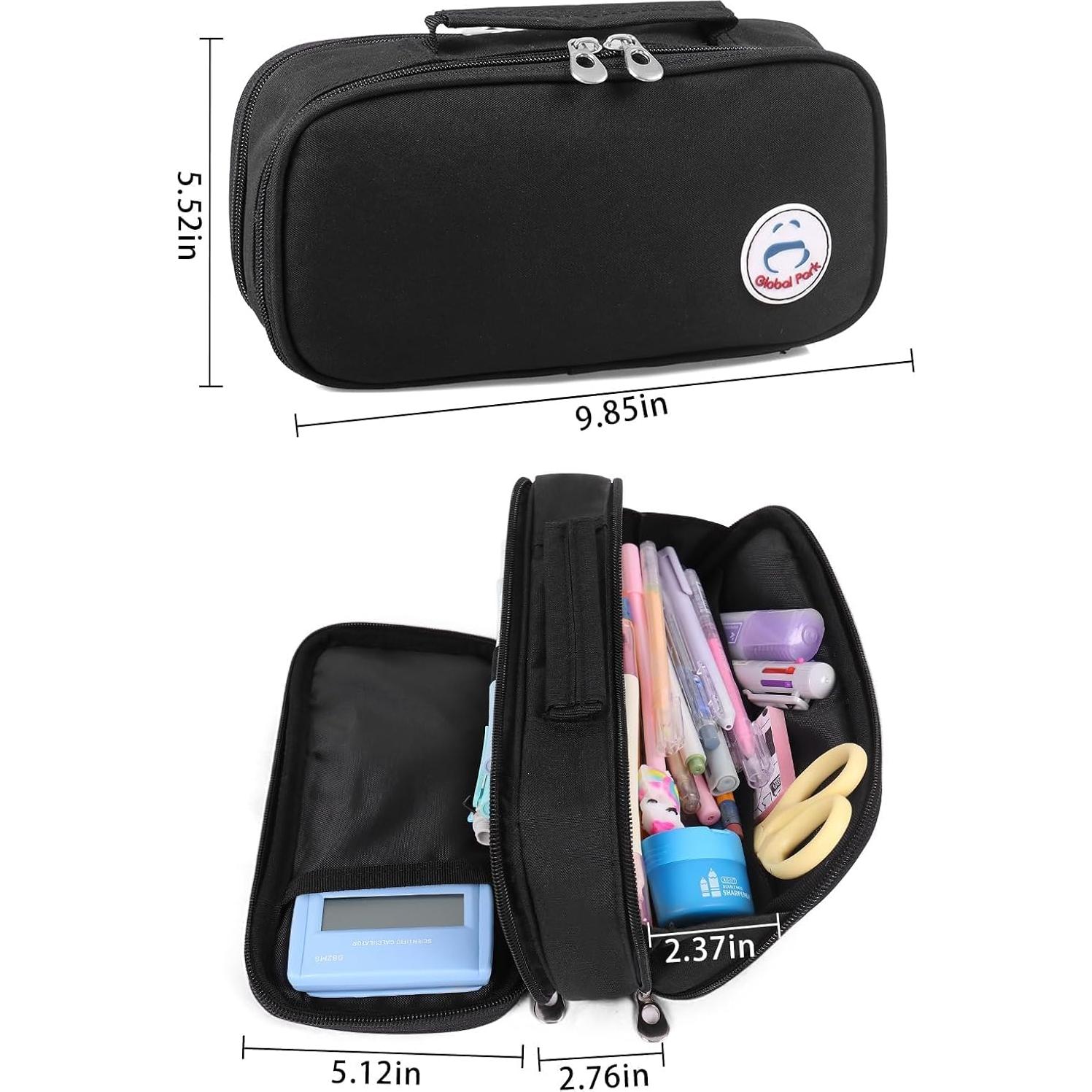 Estuche de Lápices Grande Negro Organizador de Escritorio