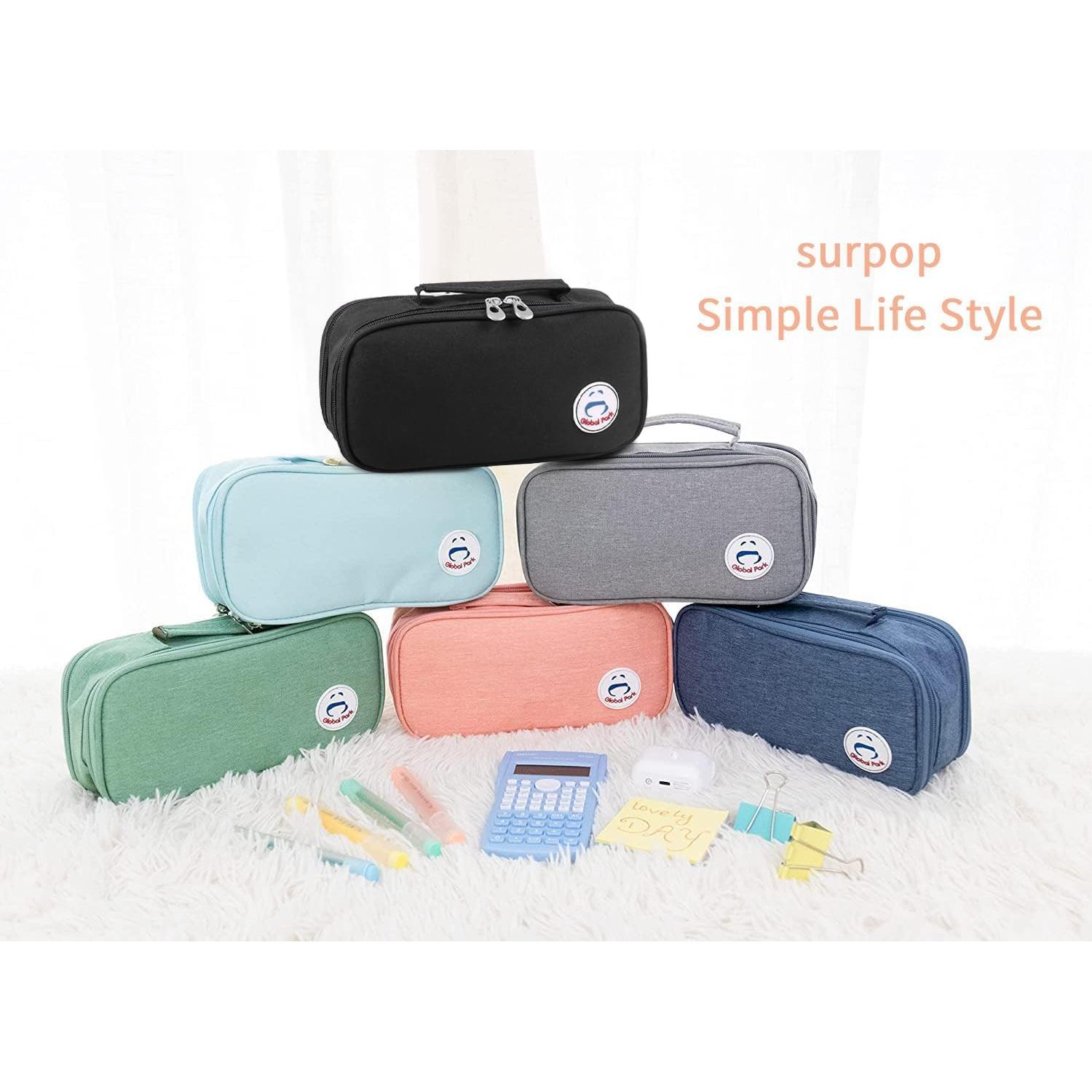 Estuche de Lápices Grande Negro Organizador de Escritorio