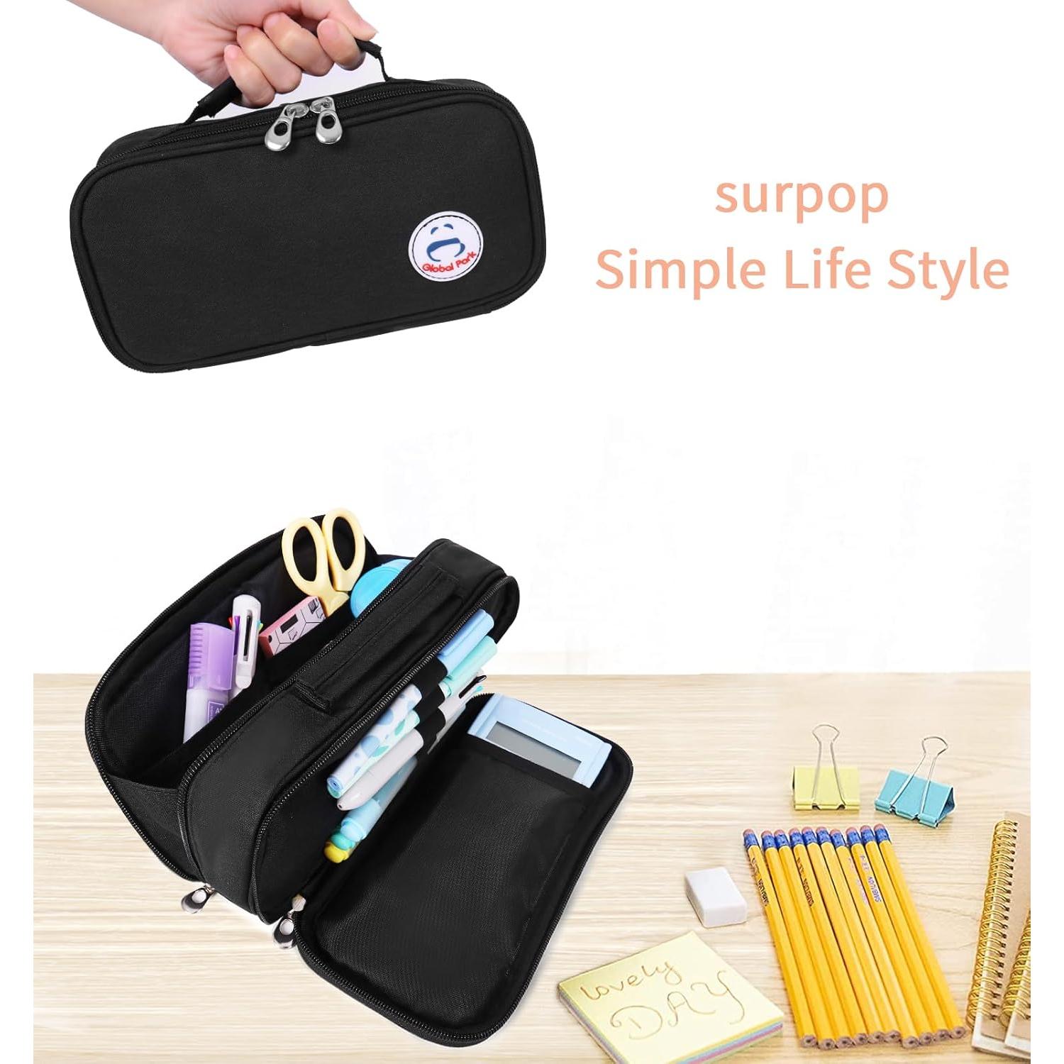 Estuche de Lápices Grande Negro Organizador de Escritorio