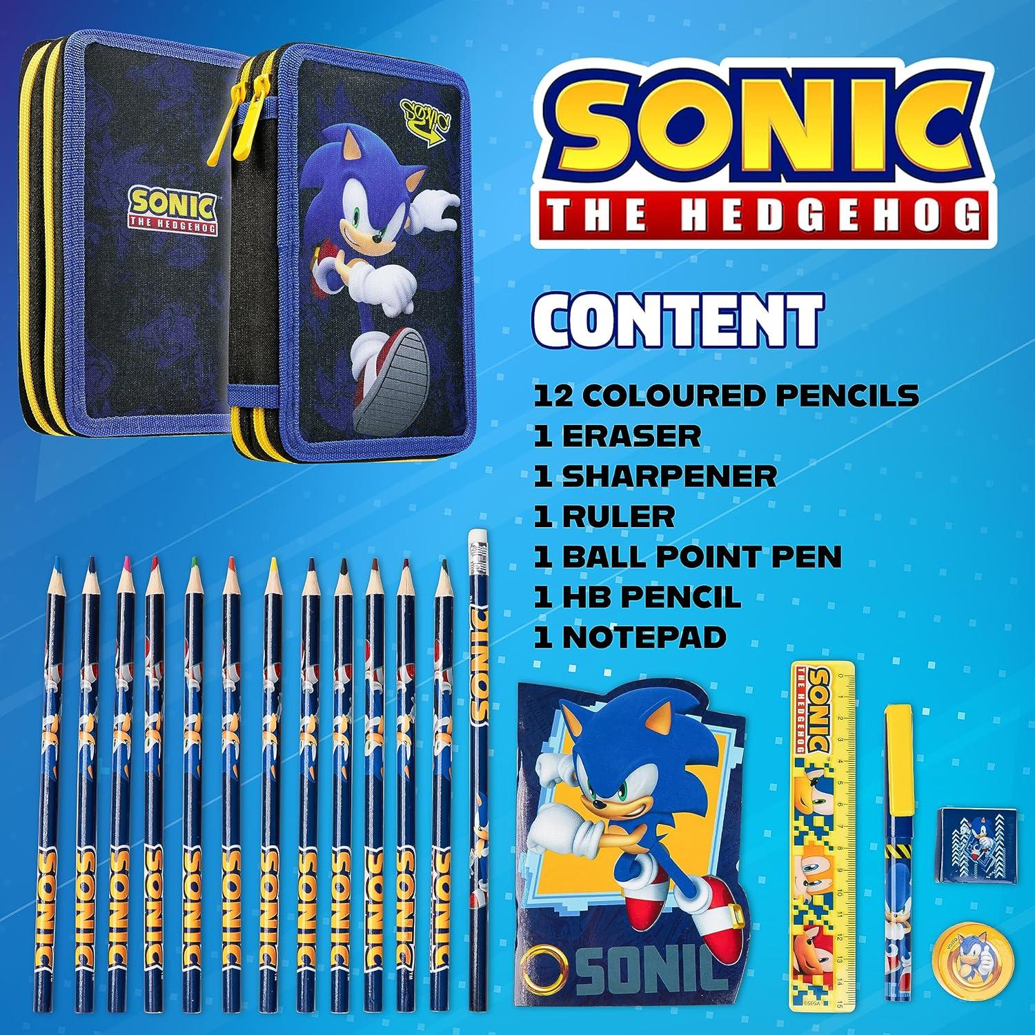 Estuche de Lápices Sonic The Hedgehog para Niños - Set Escolar