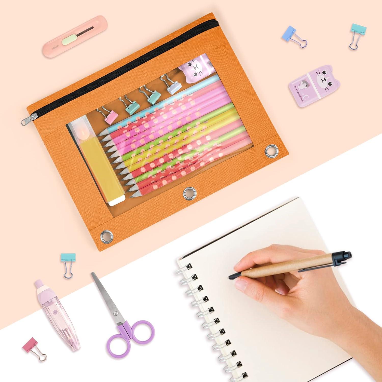 Estuche de Lápices Sooetz Azul y Naranja para Carpeta 3 Anillas