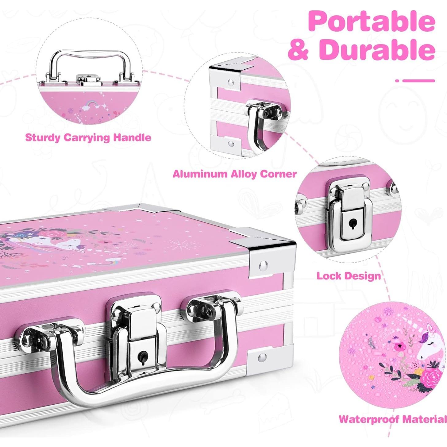 Caja de Lápices JYPS Unicornio Rosa con Cerradura y Asa 21.8x7.6x13cm