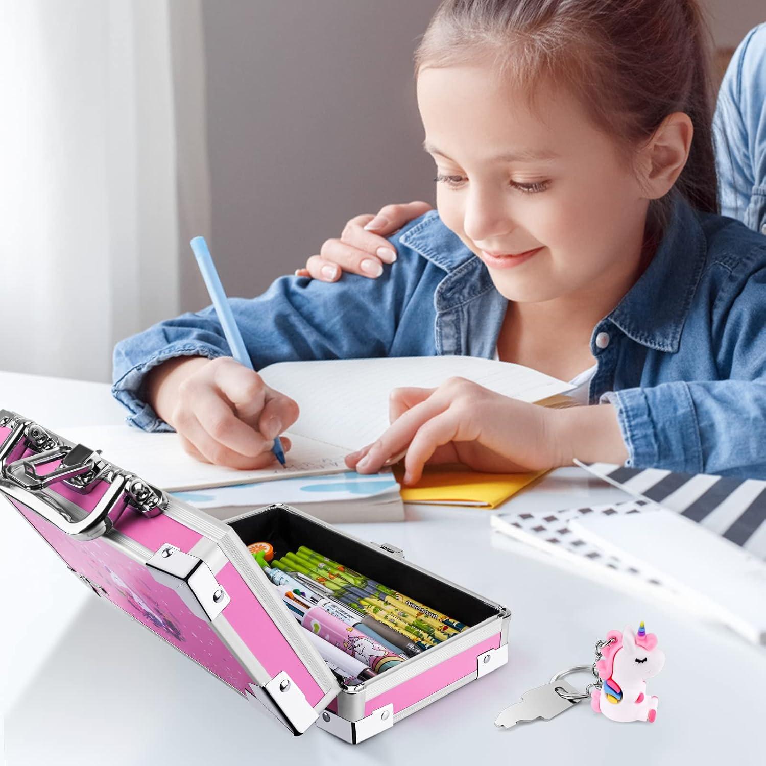 Caja de Lápices JYPS Unicornio Rosa con Cerradura y Asa 21.8x7.6x13cm