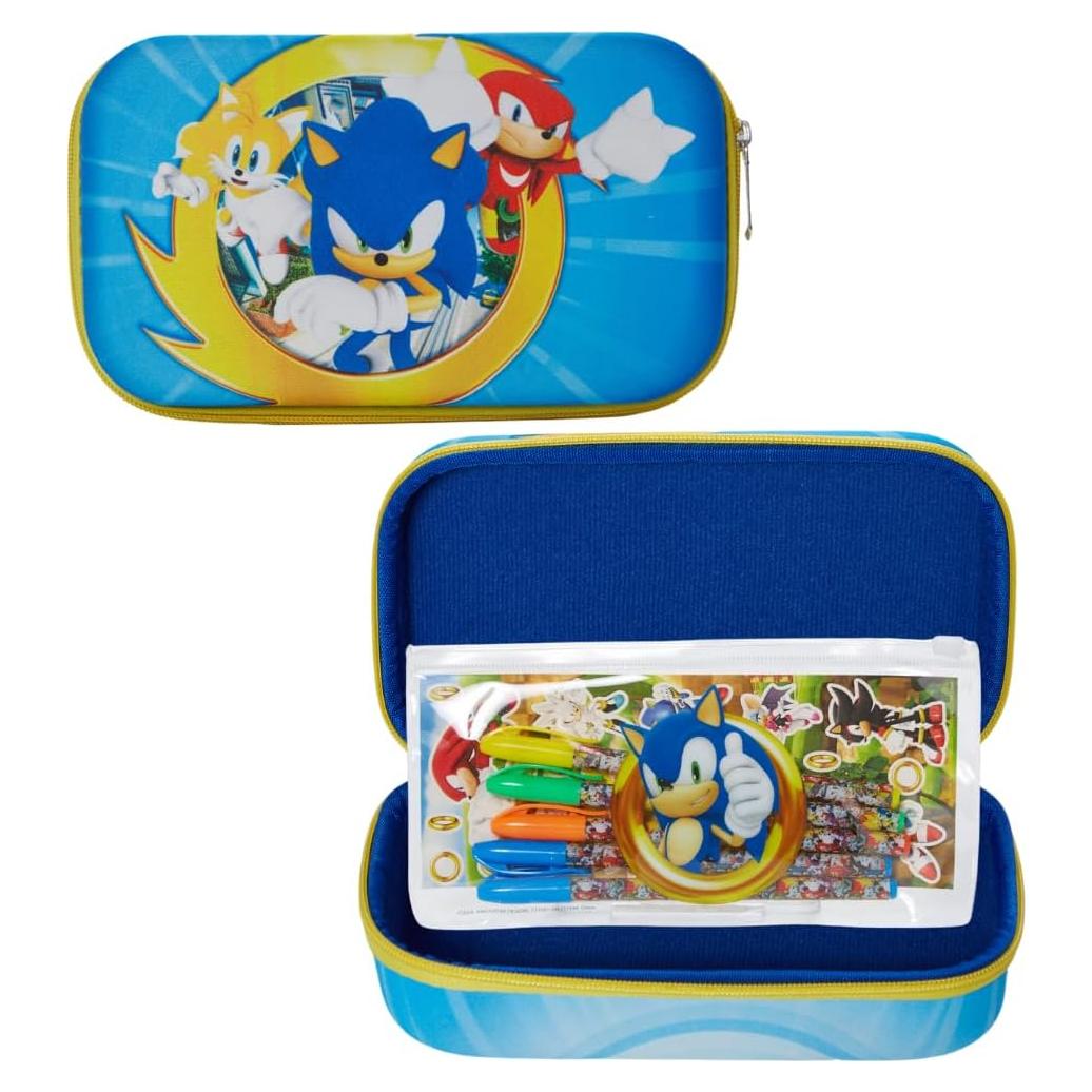 Estuche de Lápices Sonic the Hedgehog con Bolígrafos y Pegatinas