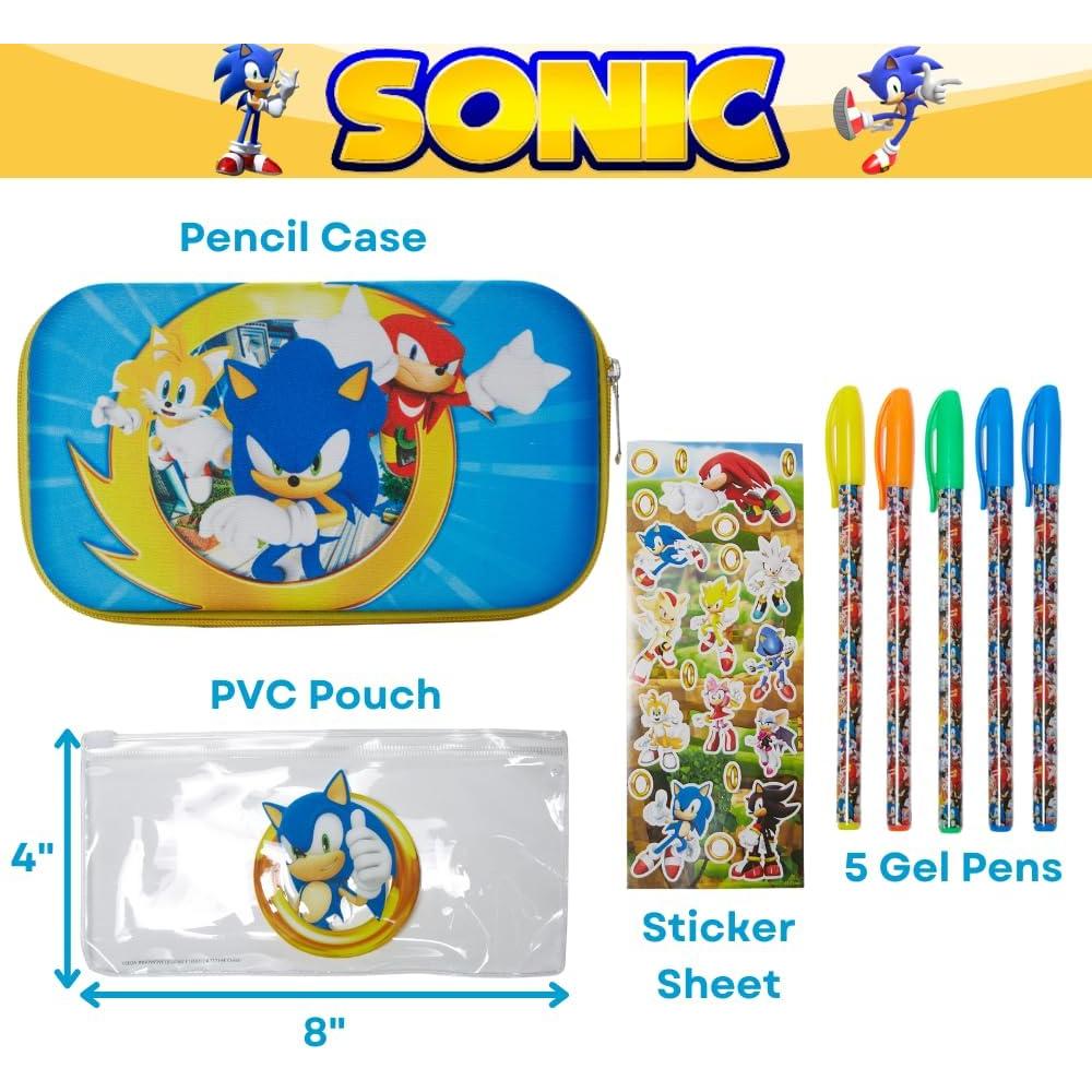 Estuche de Lápices Sonic the Hedgehog con Bolígrafos y Pegatinas