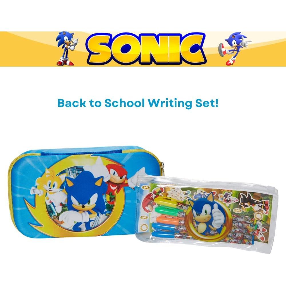 Estuche de Lápices Sonic the Hedgehog con Bolígrafos y Pegatinas