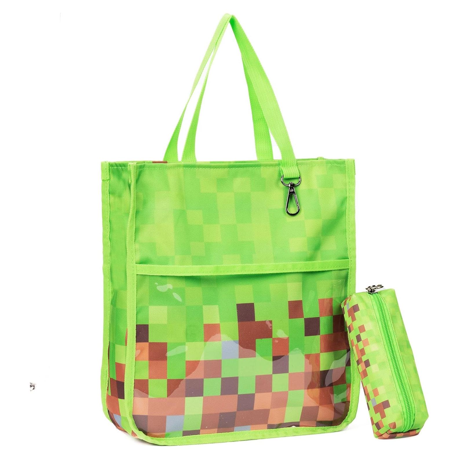 Bolsas Tote para Niños Lindas con Estuche para Lápices Verde