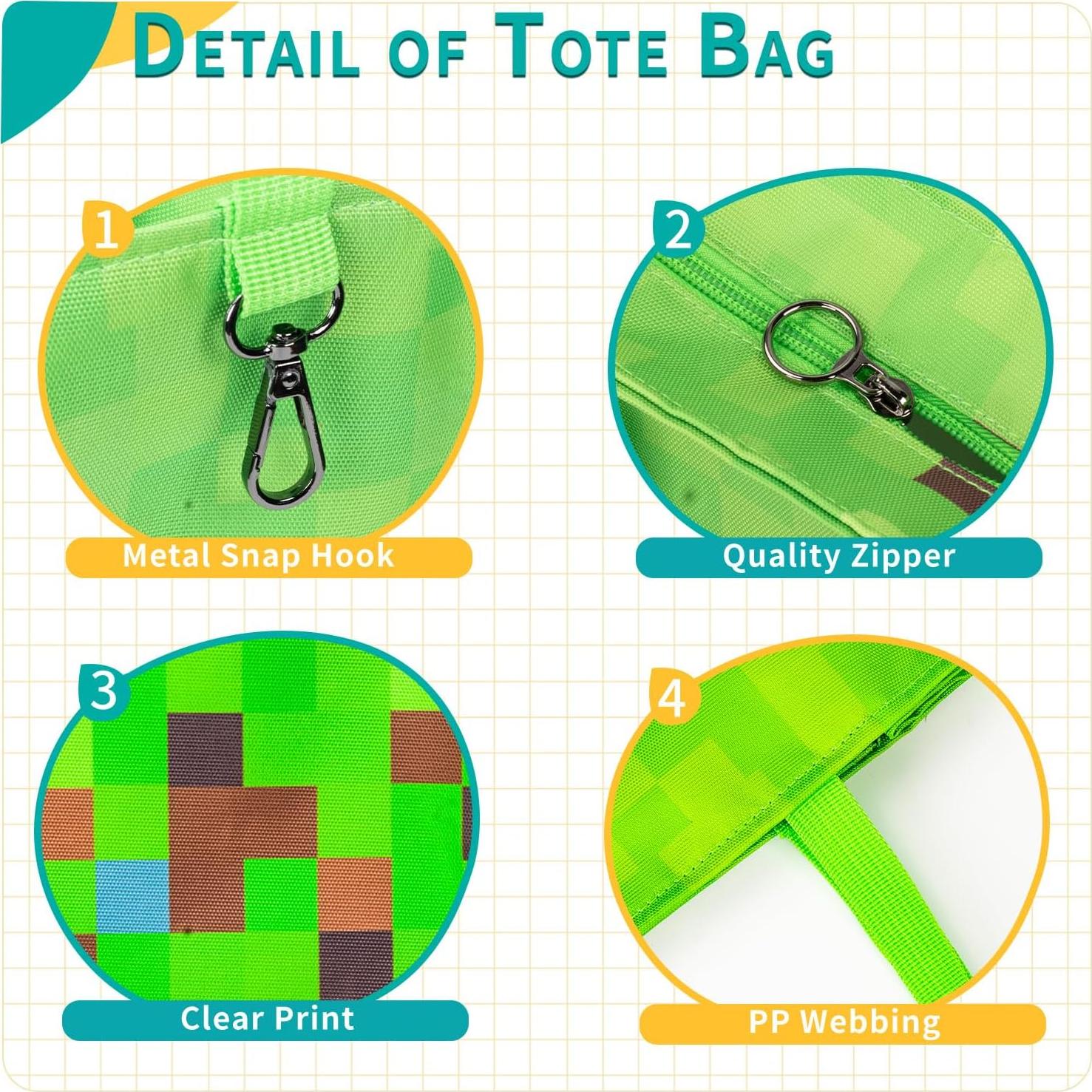 Bolsas Tote para Niños Lindas con Estuche para Lápices Verde
