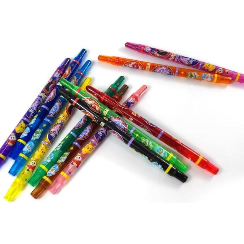 Conjunto de Lápices de Colores Pikachu 12 Crayones Giratorios