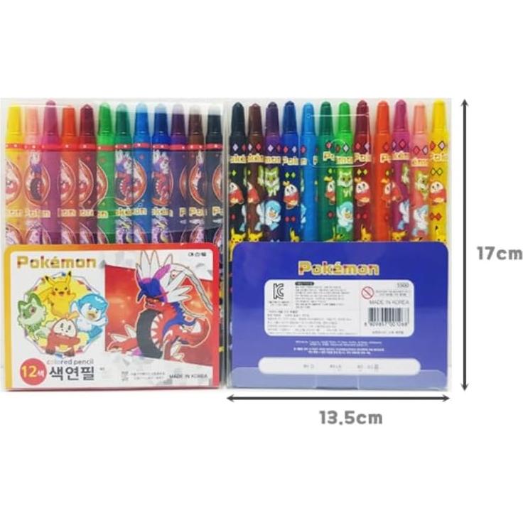 Conjunto de Lápices de Colores Pikachu 12 Crayones Giratorios