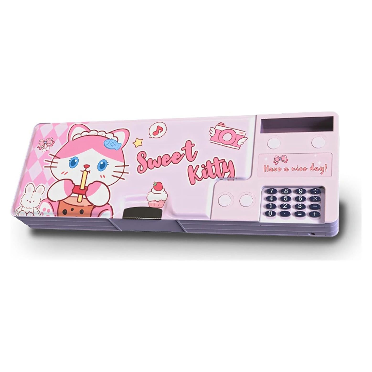 Estuche Multifuncional Ristpal con Calculadora y Sacapuntas Rosa