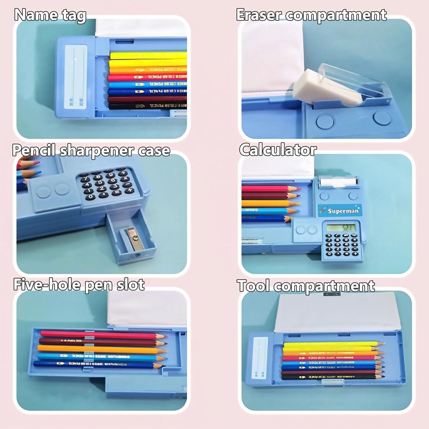 Estuche Multifuncional Ristpal con Calculadora y Sacapuntas Rosa