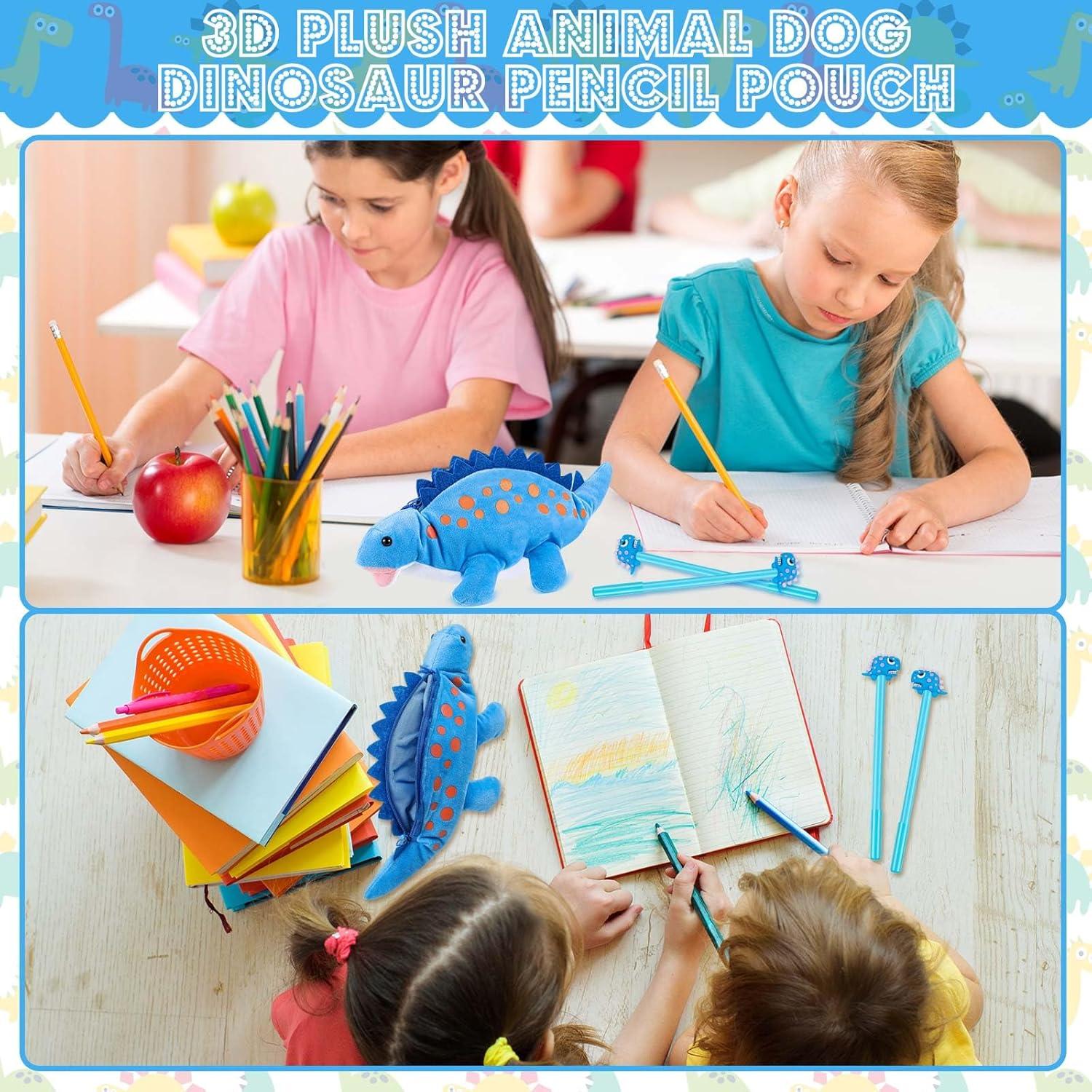 Estuche de Lápices Dinosaurio 3D Chivertion Azul 30x13x7cm