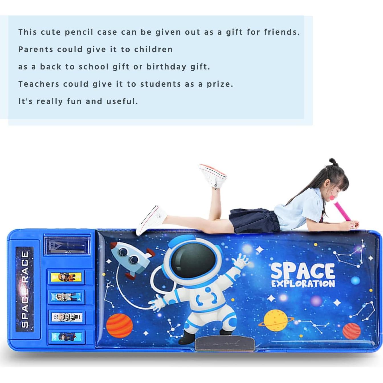 Estuche Multifuncional LilyBeauty PC10 Azul con Sacapuntas y Pizarra