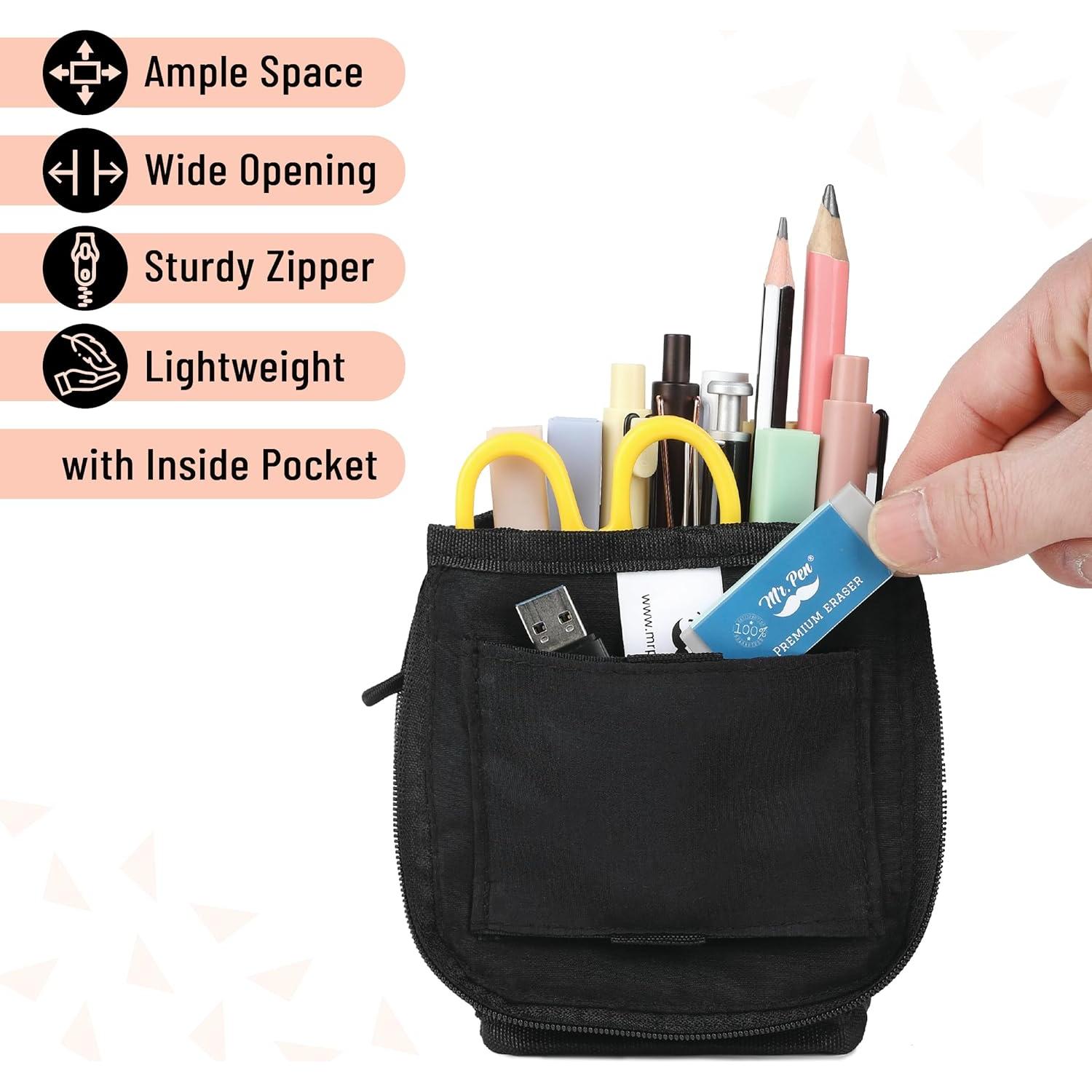 Estuche de Lápices Mr. Pen Negro y Rojo con Malla Visible