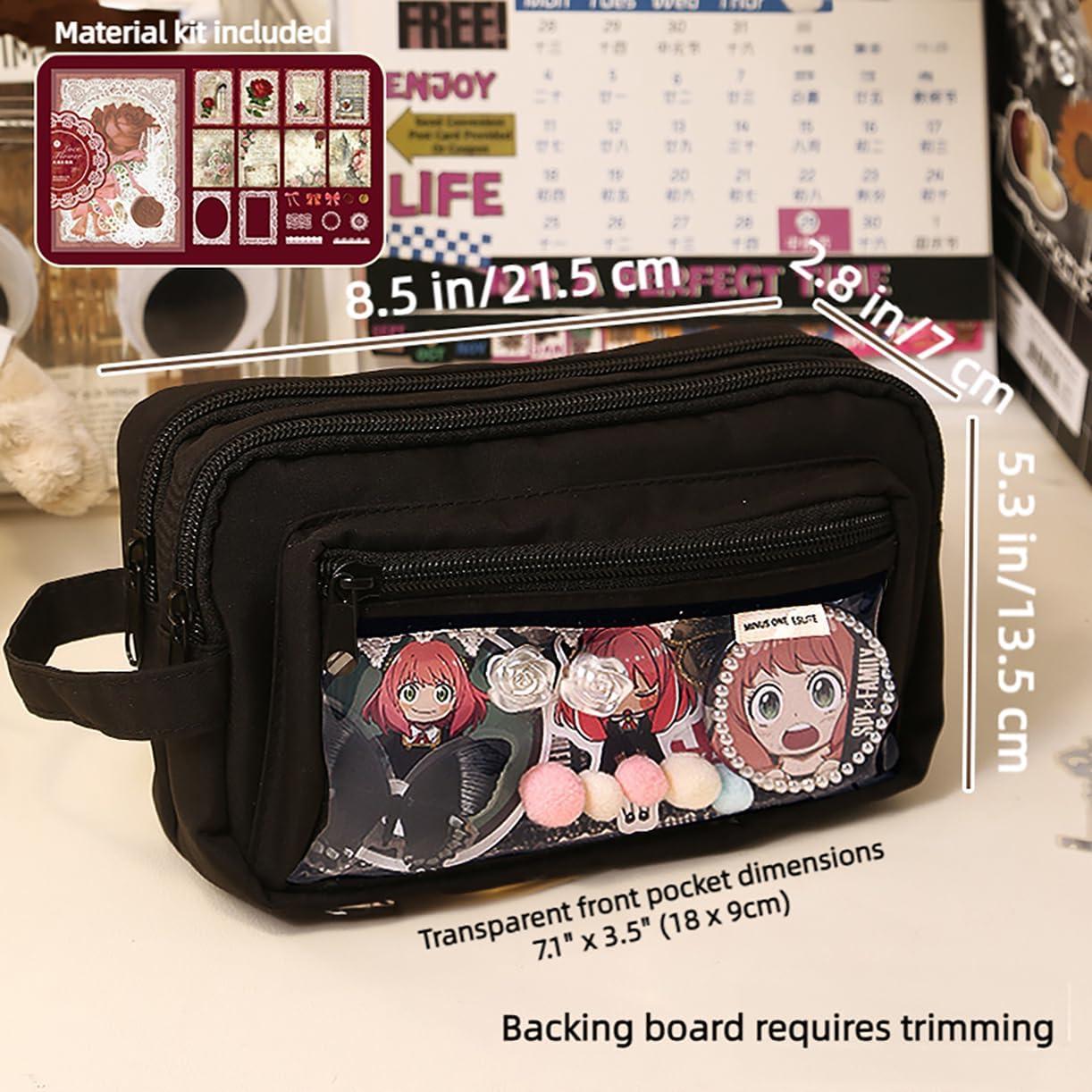 Estuche de Lápices Anime ITA con Inserto Transparente Negro