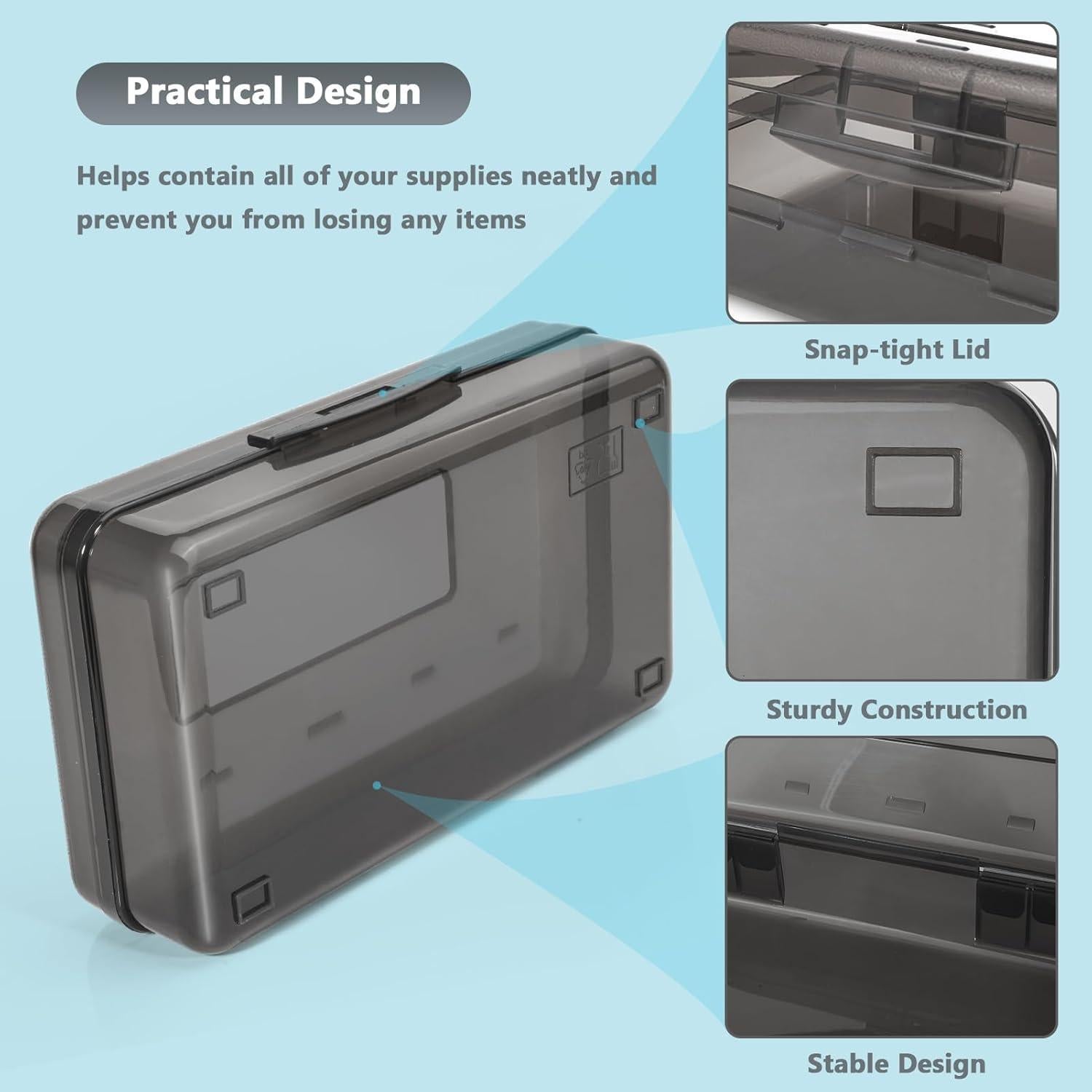 Estuche de Lápices DANRONG 21x11.7x5.8cm Plástico Gris