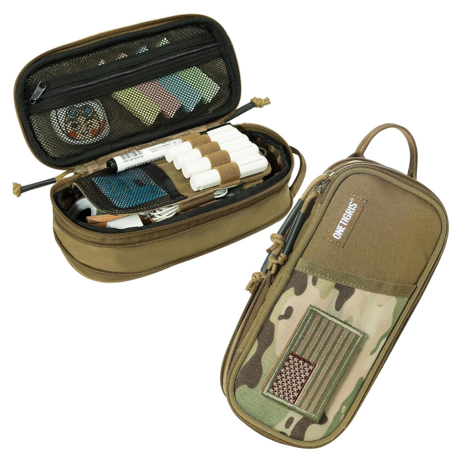 Estuche de Lápices ONETIGRIS Marrón - Organizador Expandible 22.86x10.99cm