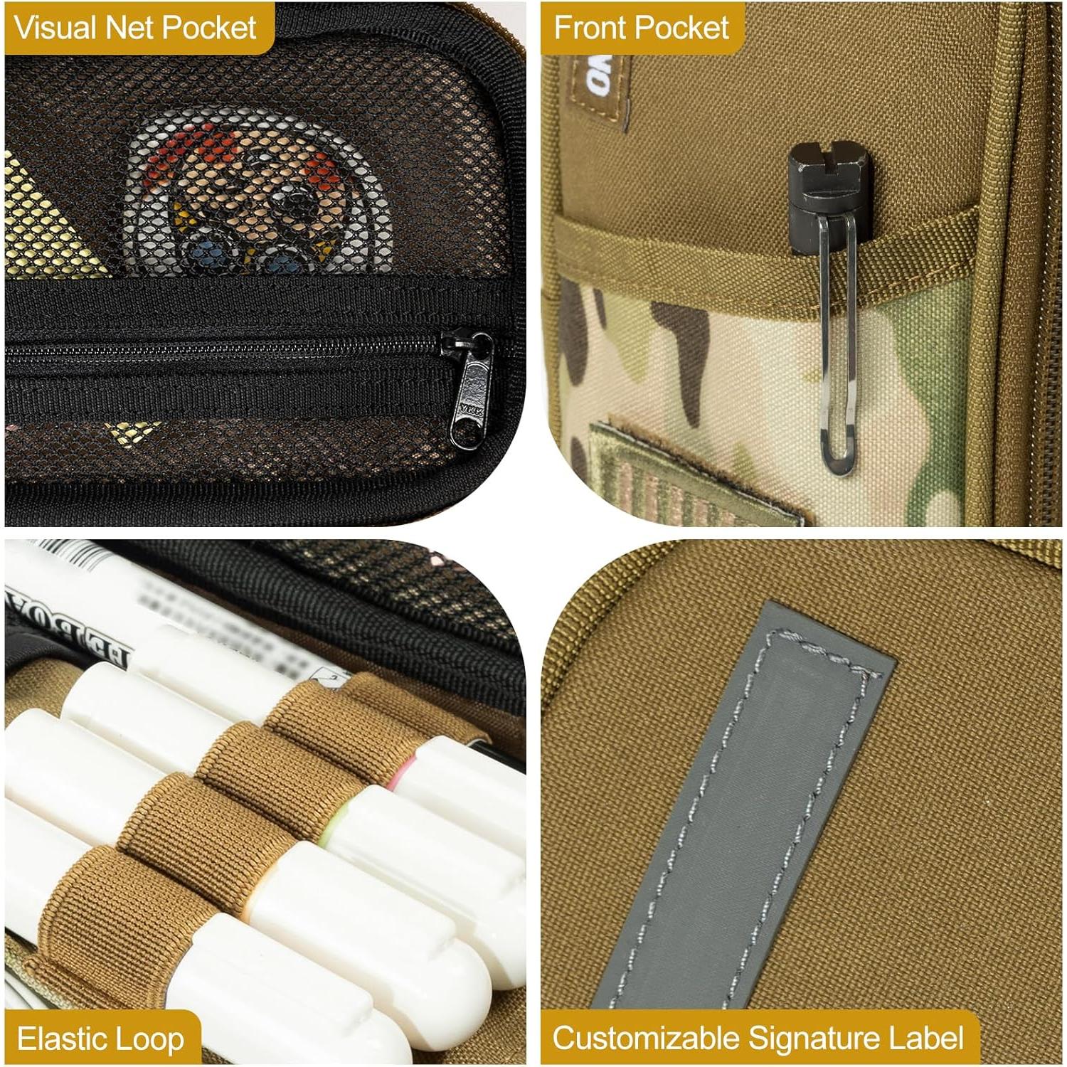 Estuche de Lápices ONETIGRIS Marrón - Organizador Expandible 22.86x10.99cm