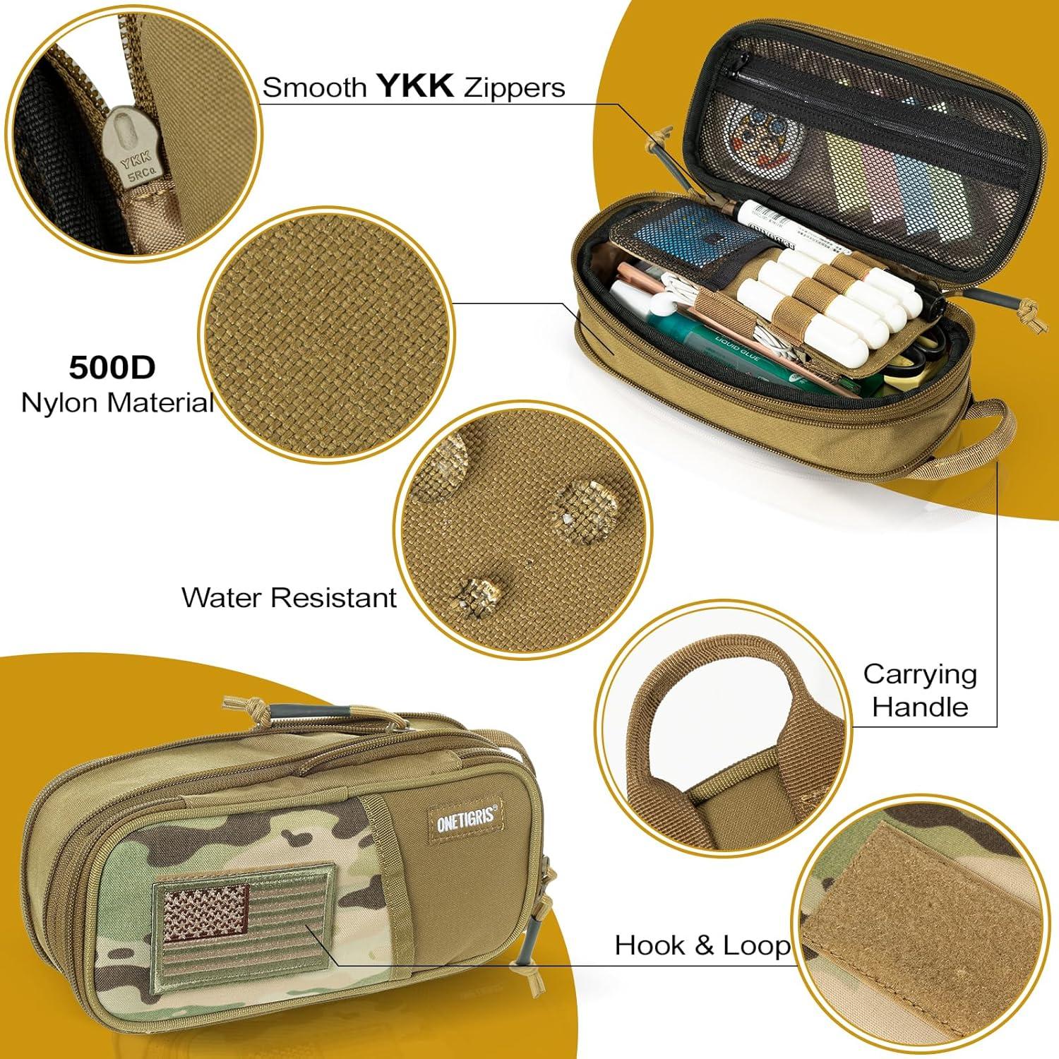 Estuche de Lápices ONETIGRIS Marrón - Organizador Expandible 22.86x10.99cm