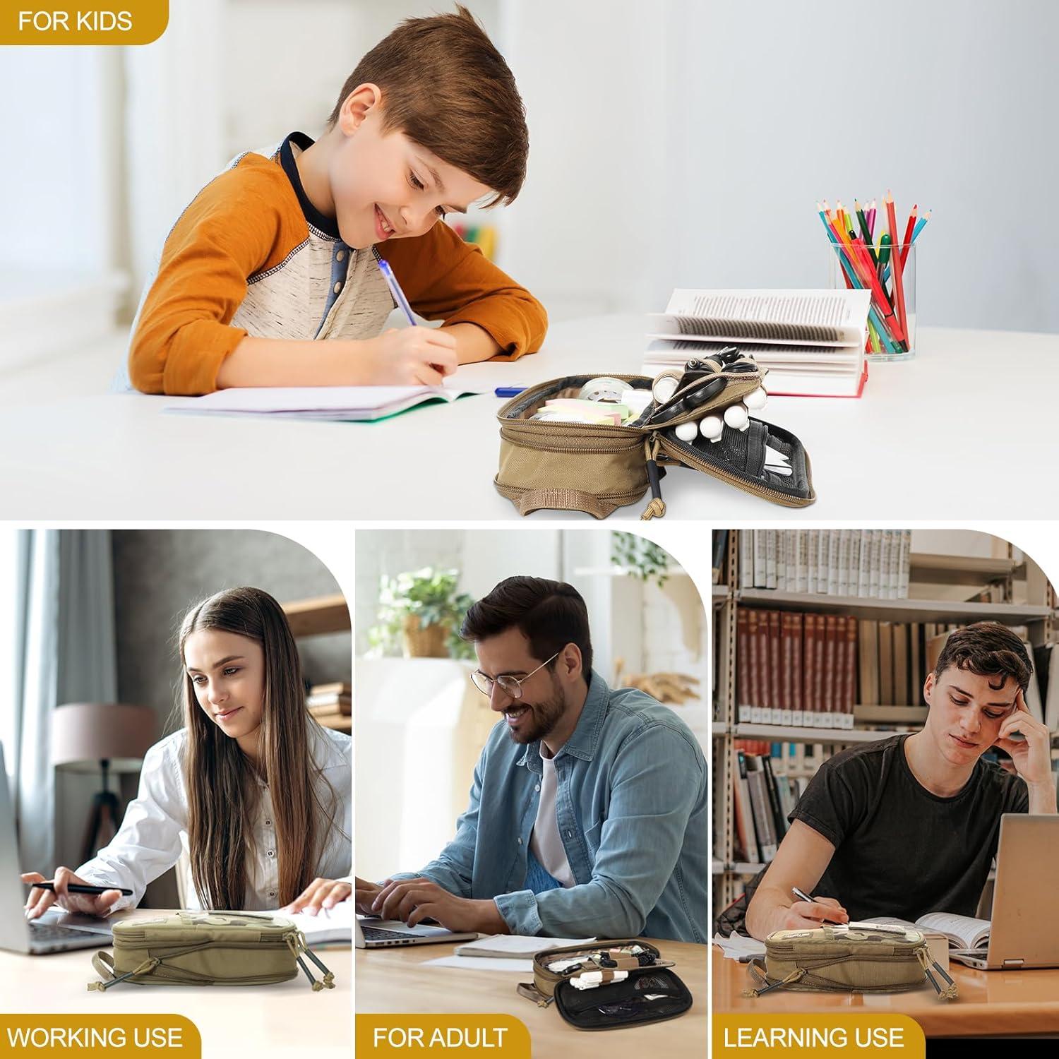 Estuche de Lápices ONETIGRIS Marrón - Organizador Expandible 22.86x10.99cm