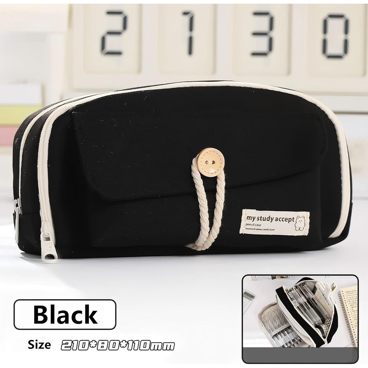 Estuche de Lápices Grande Grurun Negro 21.1x11.2x7.5 cm