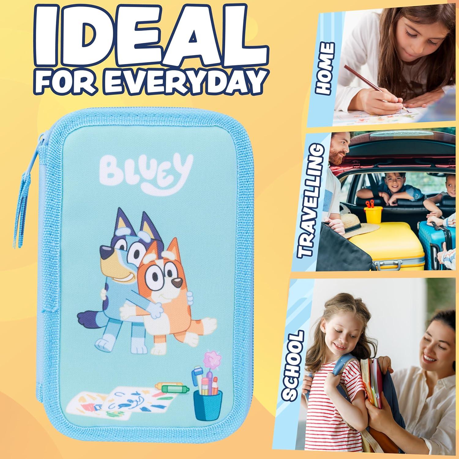 Estuche de Lápices Bluey con Material Escolar - 2 Compartimentos