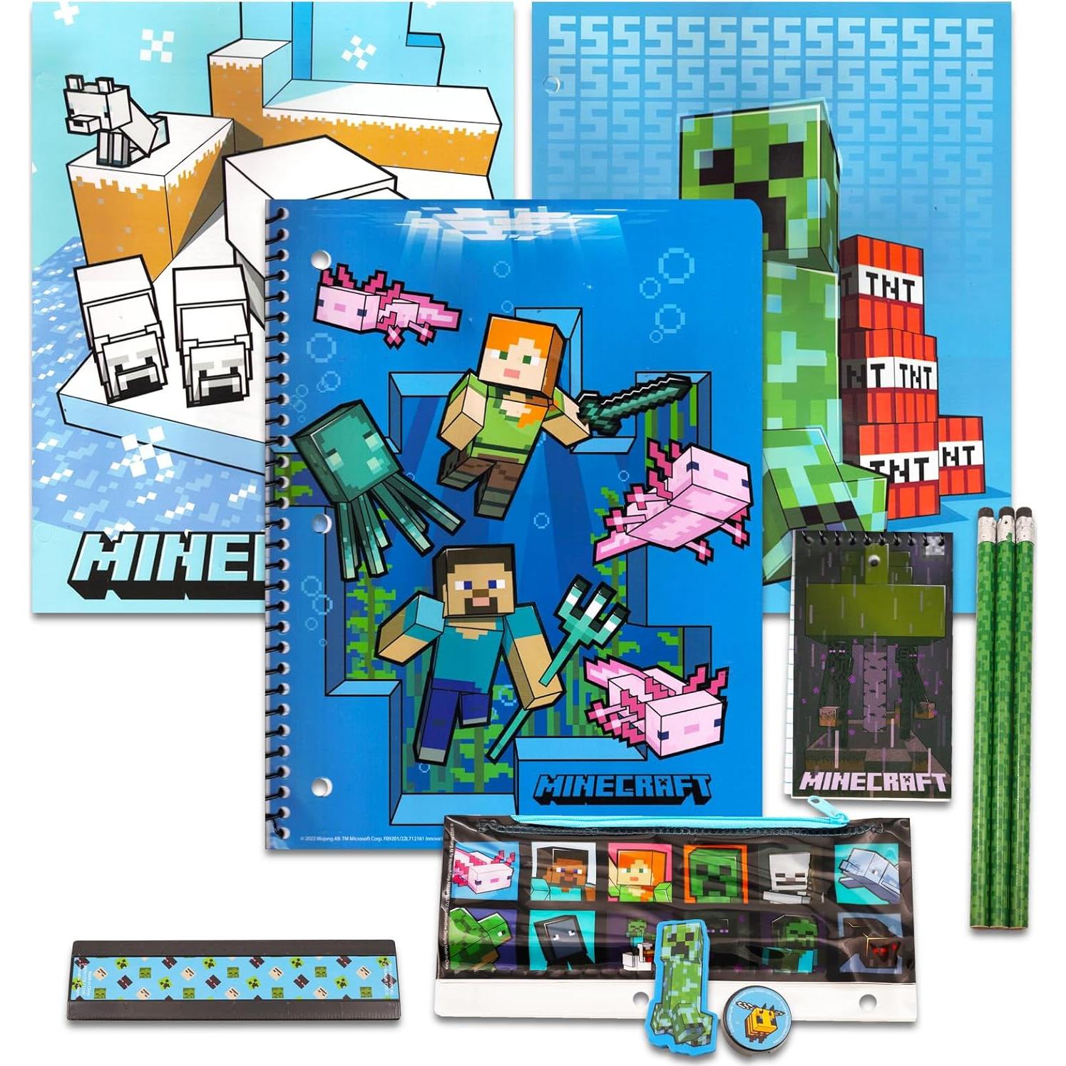 Conjunto de Suministros Escolares Minecraft - Estuche y Cuadernos