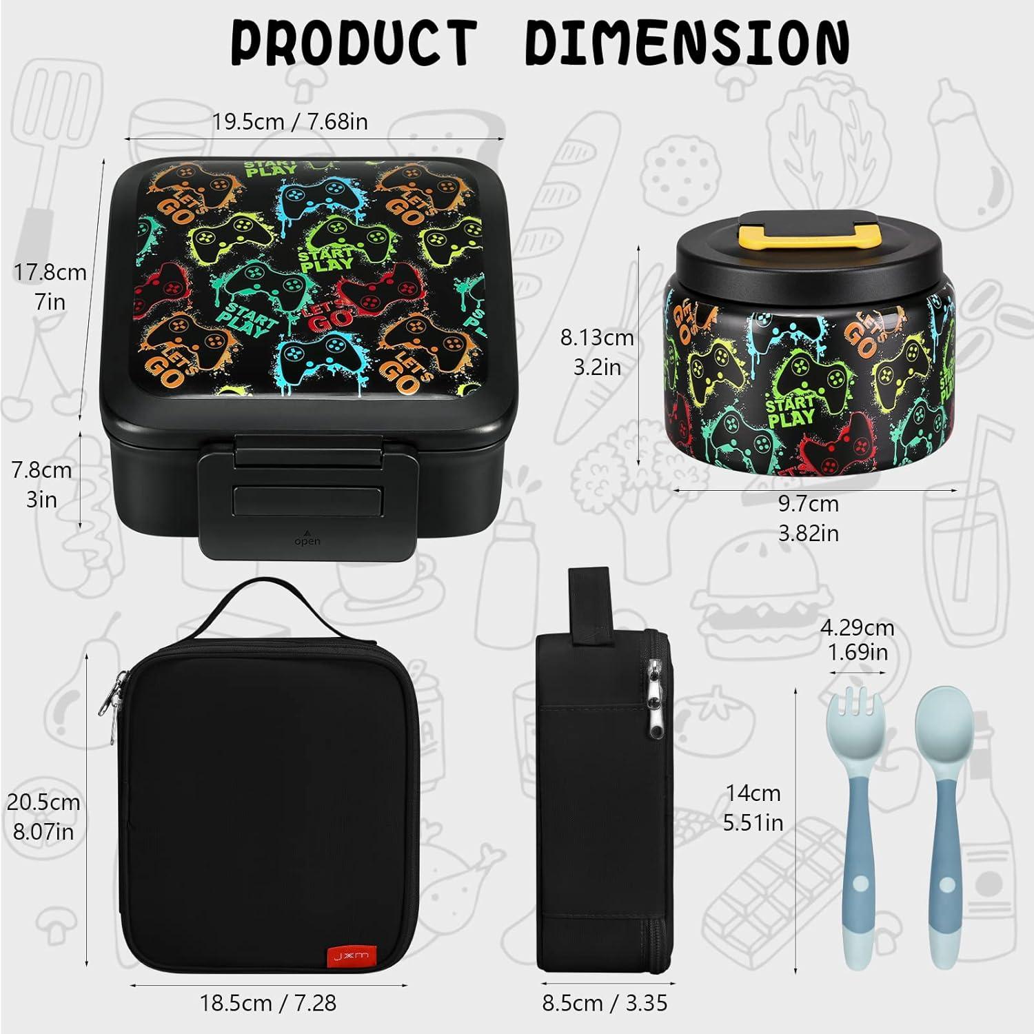Caja de Almuerzo Bento JXXM con Termo 240ml y 5 Compartimentos