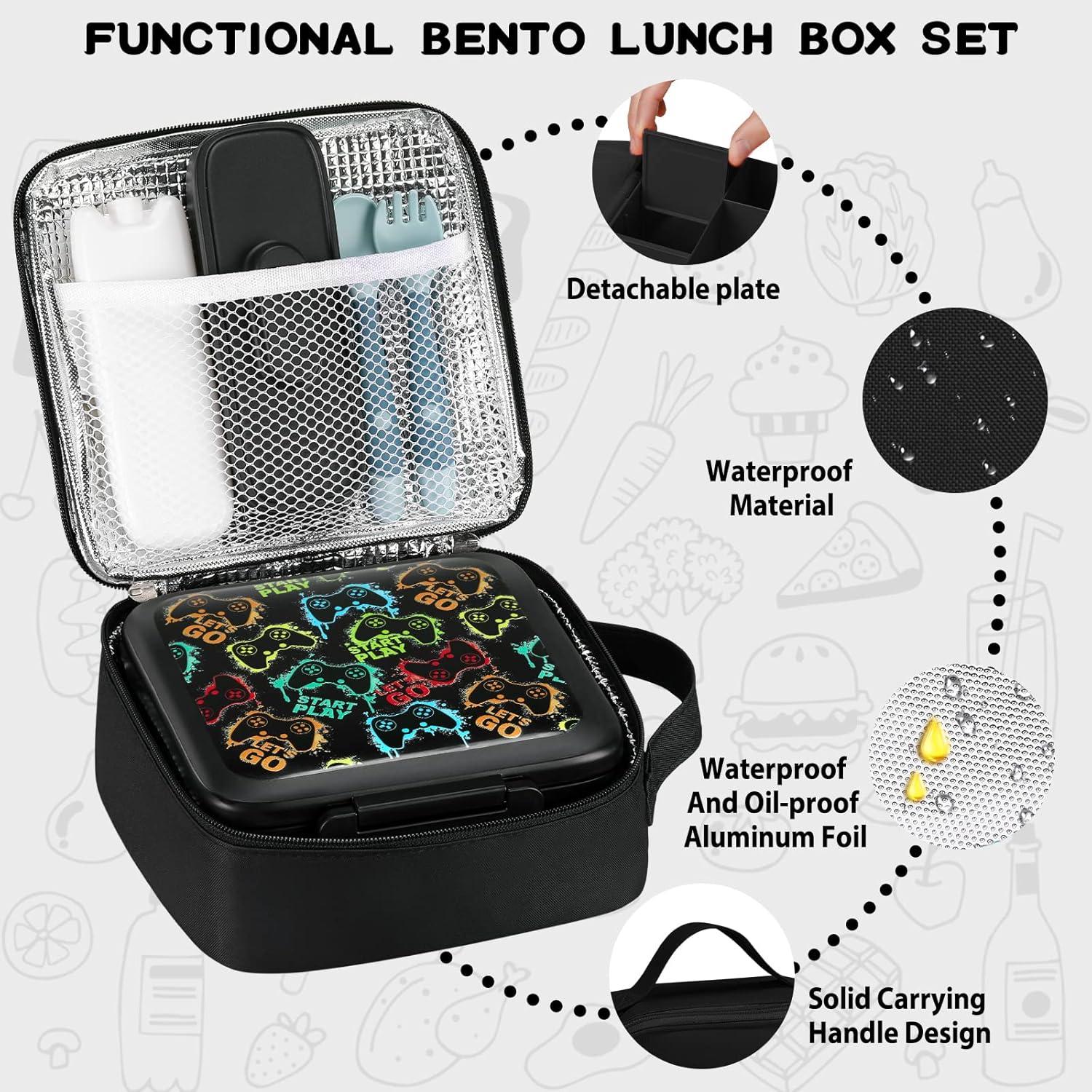 Caja de Almuerzo Bento JXXM con Termo 240ml y 5 Compartimentos