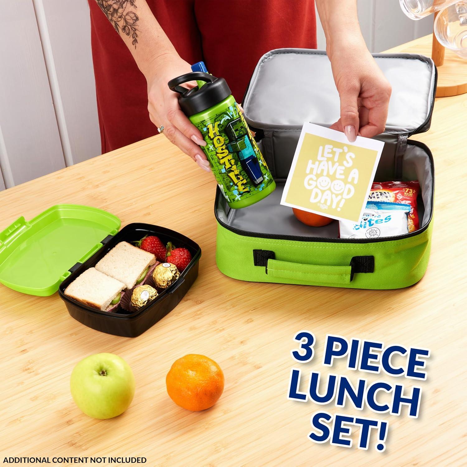 Juego de Almuerzo Minecraft 3 Piezas - Caja, Bolsa y Botella