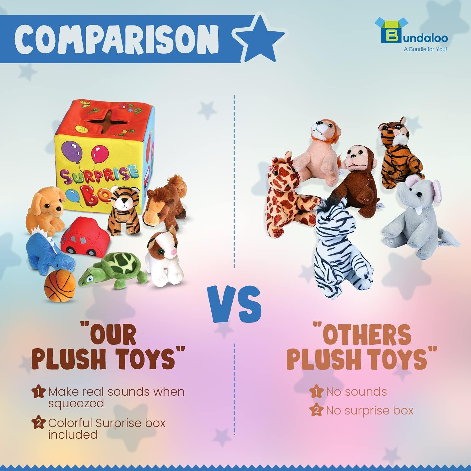 Caja Sorpresa Bundaloo con 8 Peluches Sonoros para Bebés